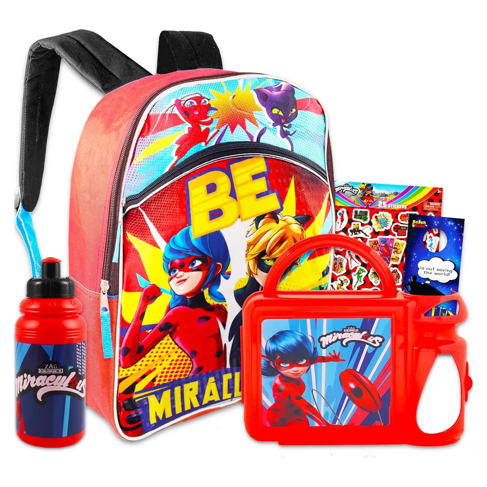 Set de Mochila Escolar 40.64 cm y Caja de Almuerzo Miraculous Ladybug