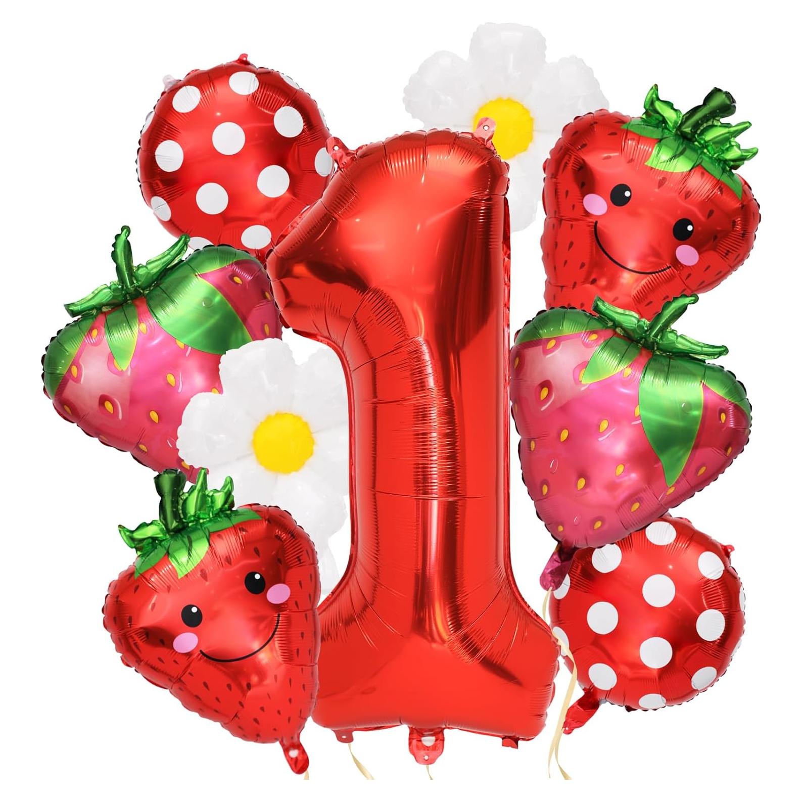 Kit de Globos de Fiesta Tinoaly 9 Piezas Fresa 1er Cumpleaños