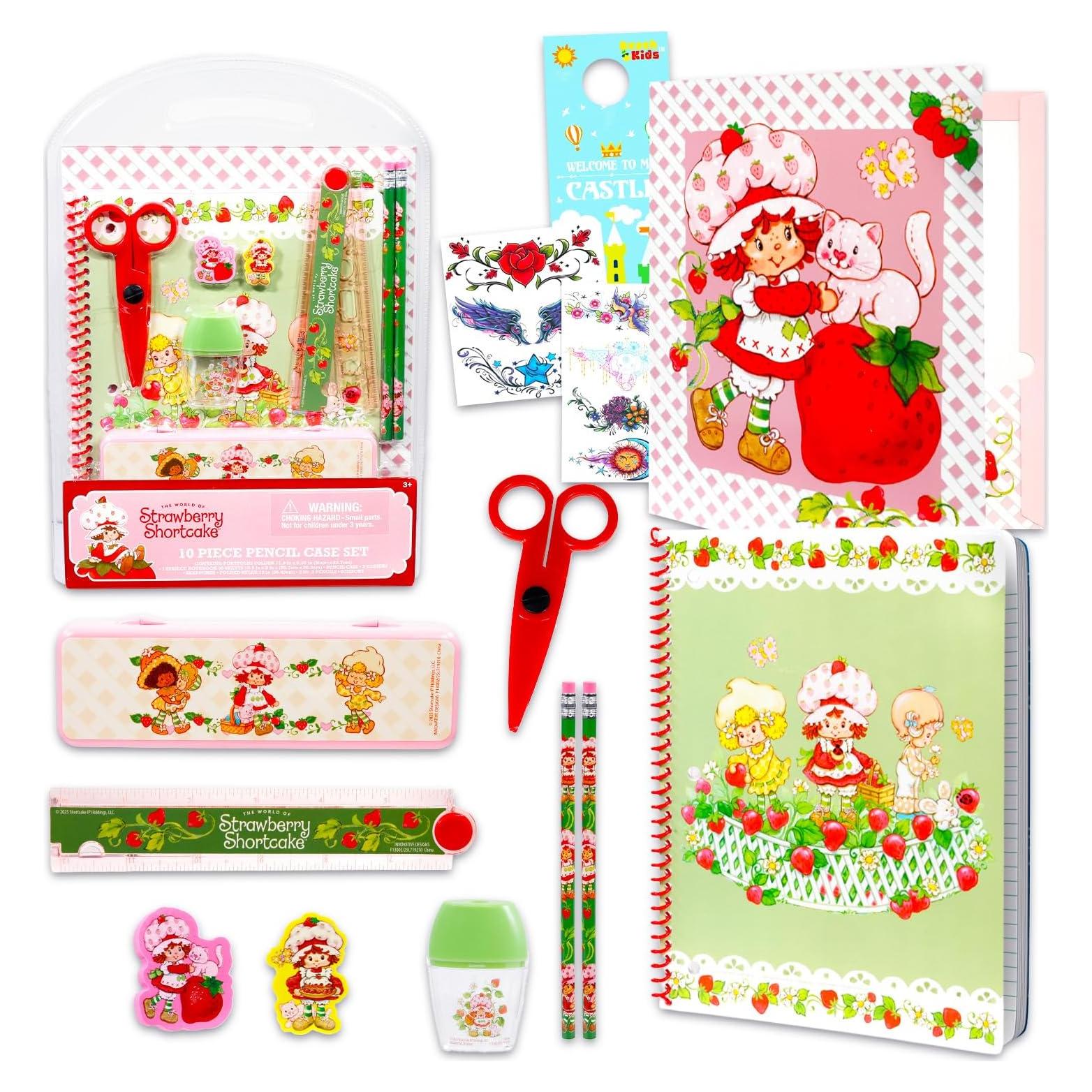 Conjunto Escolar Strawberry Shortcake - Carpeta, Cuaderno, Lápices y Más