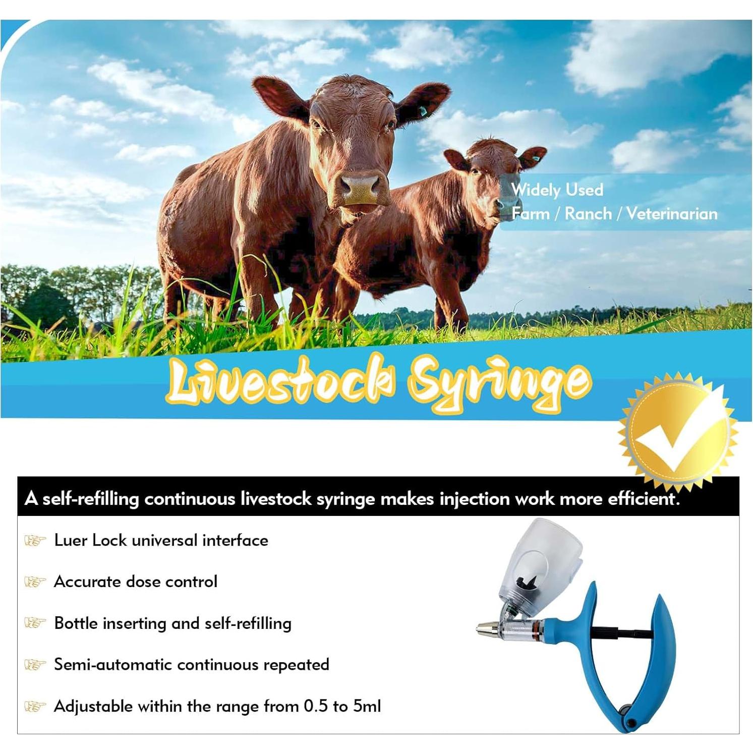 Jeringa Automática 5ml Ranch Choice para Ganado y Aves