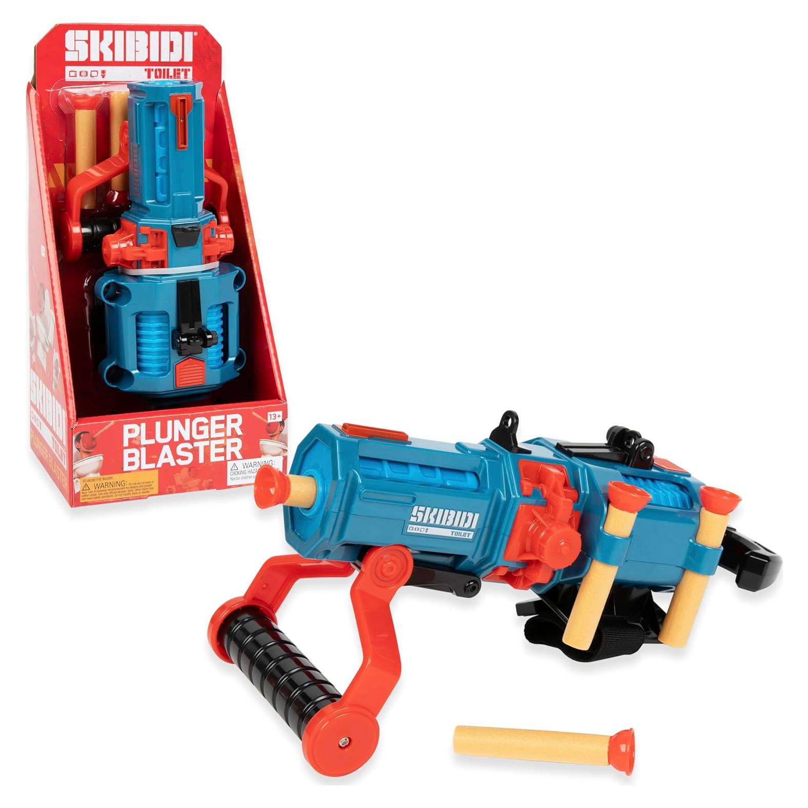 Blaster de Desatascador Skibidi Toilet Bonkers Toys con 4 Dardos