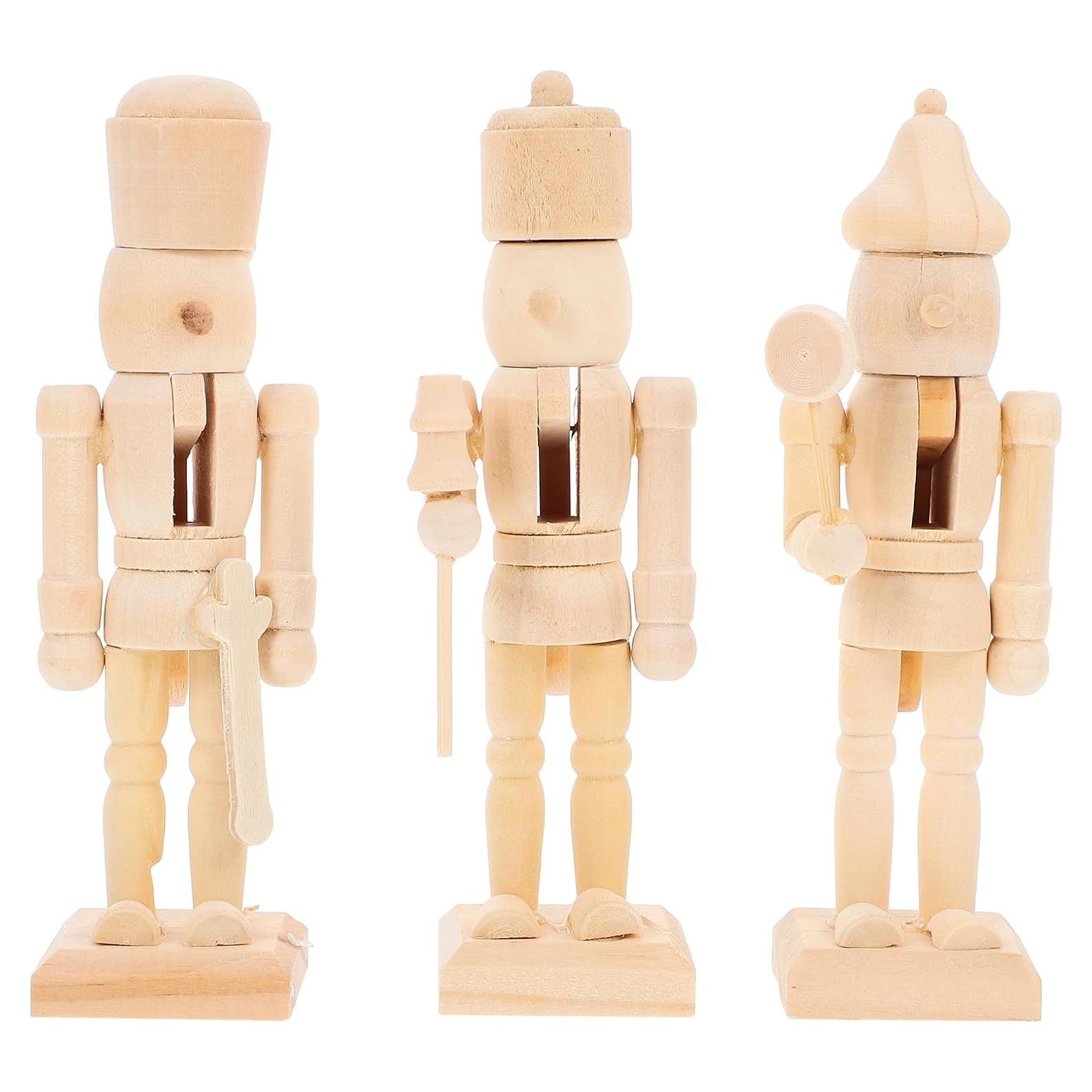 3 Piezas Cascanueces de Madera para Pintar BESPORTBLE