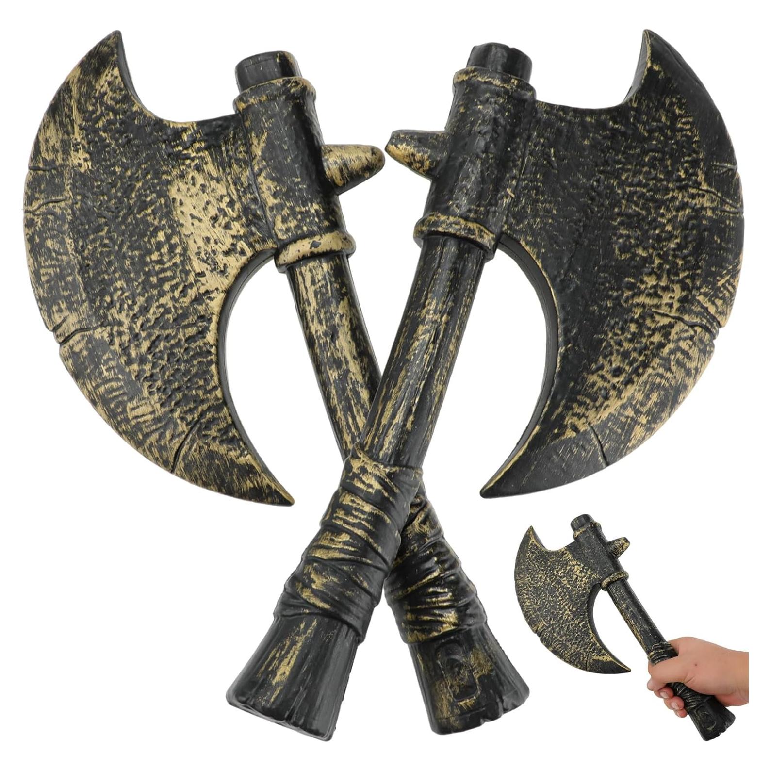 Hacha de Disfraz Vikingo Shappy - 2 Pcs Plástico Retro 38x19cm