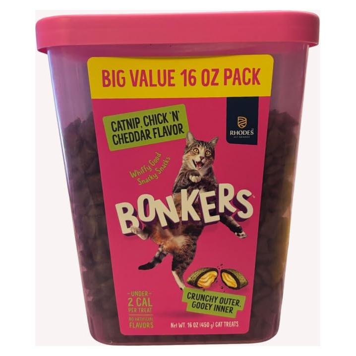Golosinas Bonkers Bites para Gatos, Pollo y Cheddar, 453 g