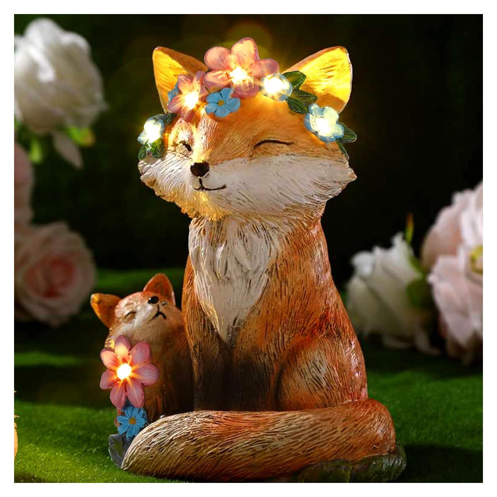 Estatua de Zorro Leinuosen con Luz Solar para Jardín 25x20 cm