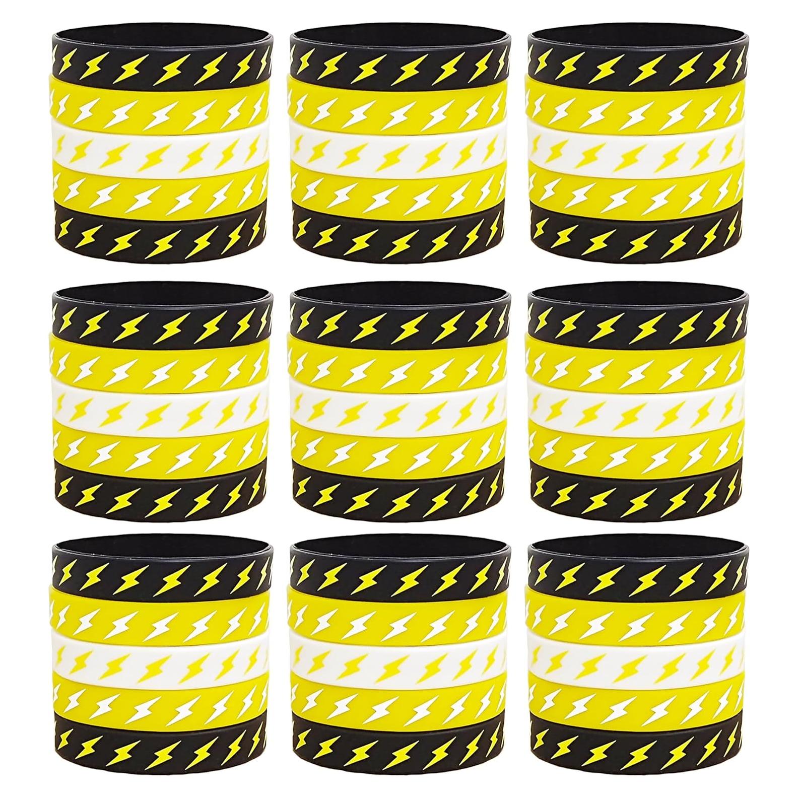 48 Pulseras de goma rayo PIBIPAID para fiestas y baby shower