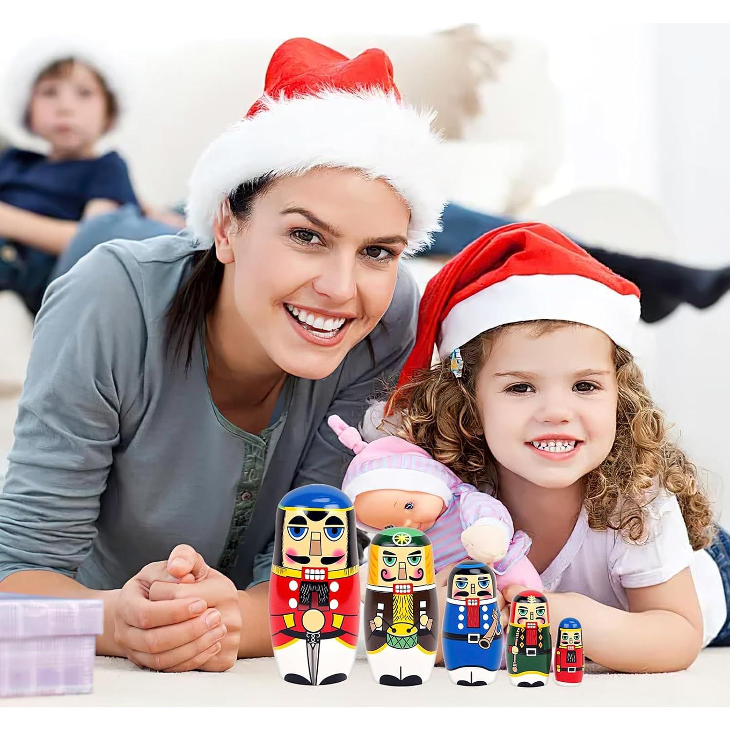 Muñecas Matryoshka Cascanueces AMOR PRESENT 5 Piezas Madera