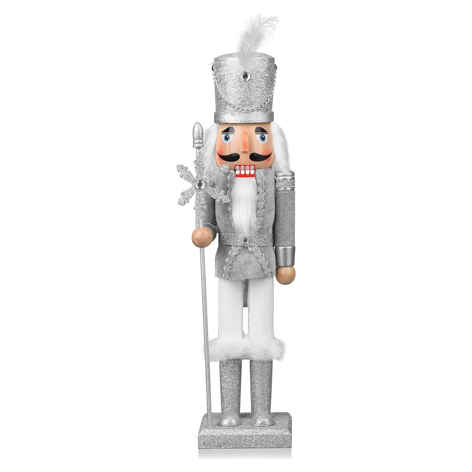 Figura de Cascanueces Soldado de Madera 38 cm Plata ArlinaL
