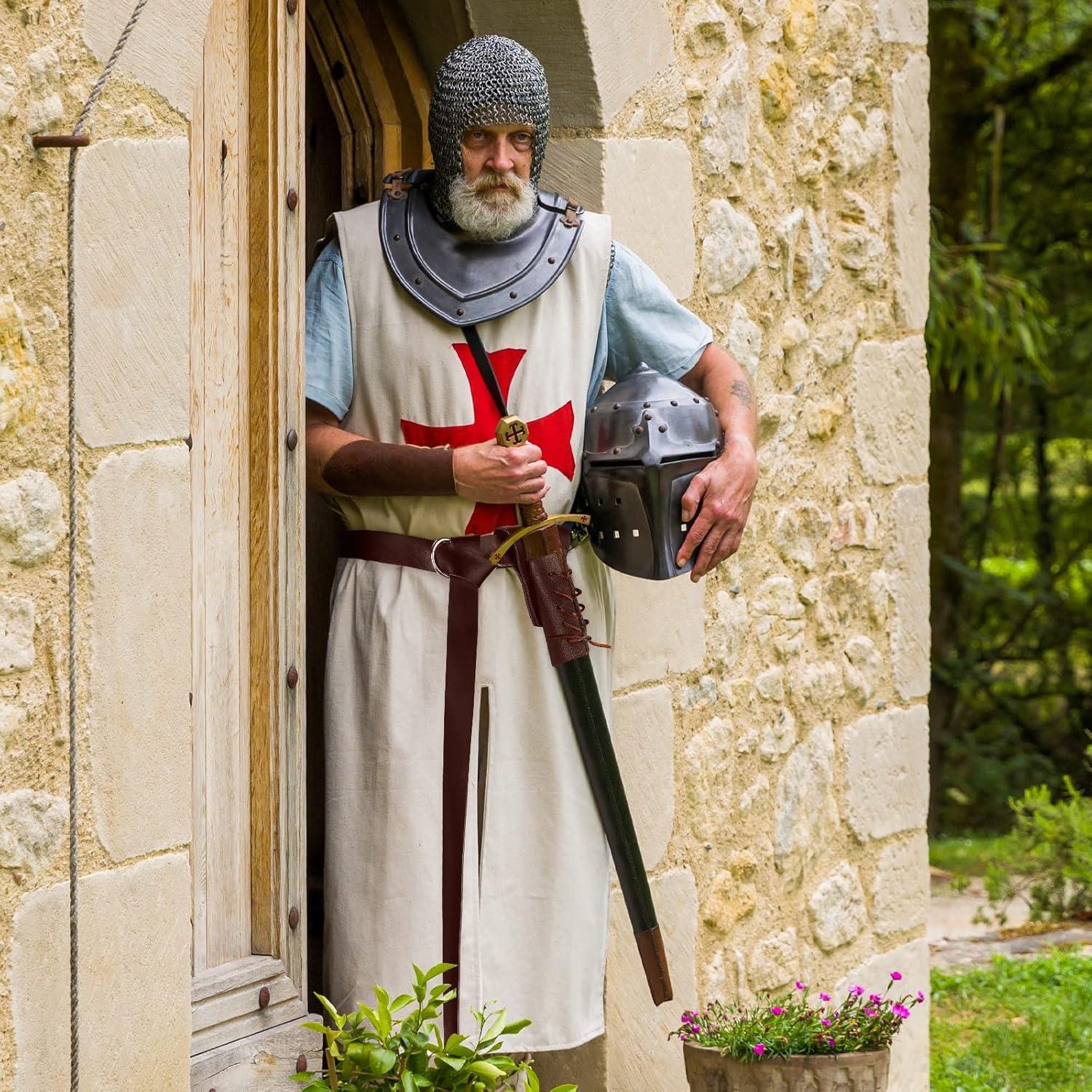 Funda de espada y cinturón de cuero medieval para cosplay