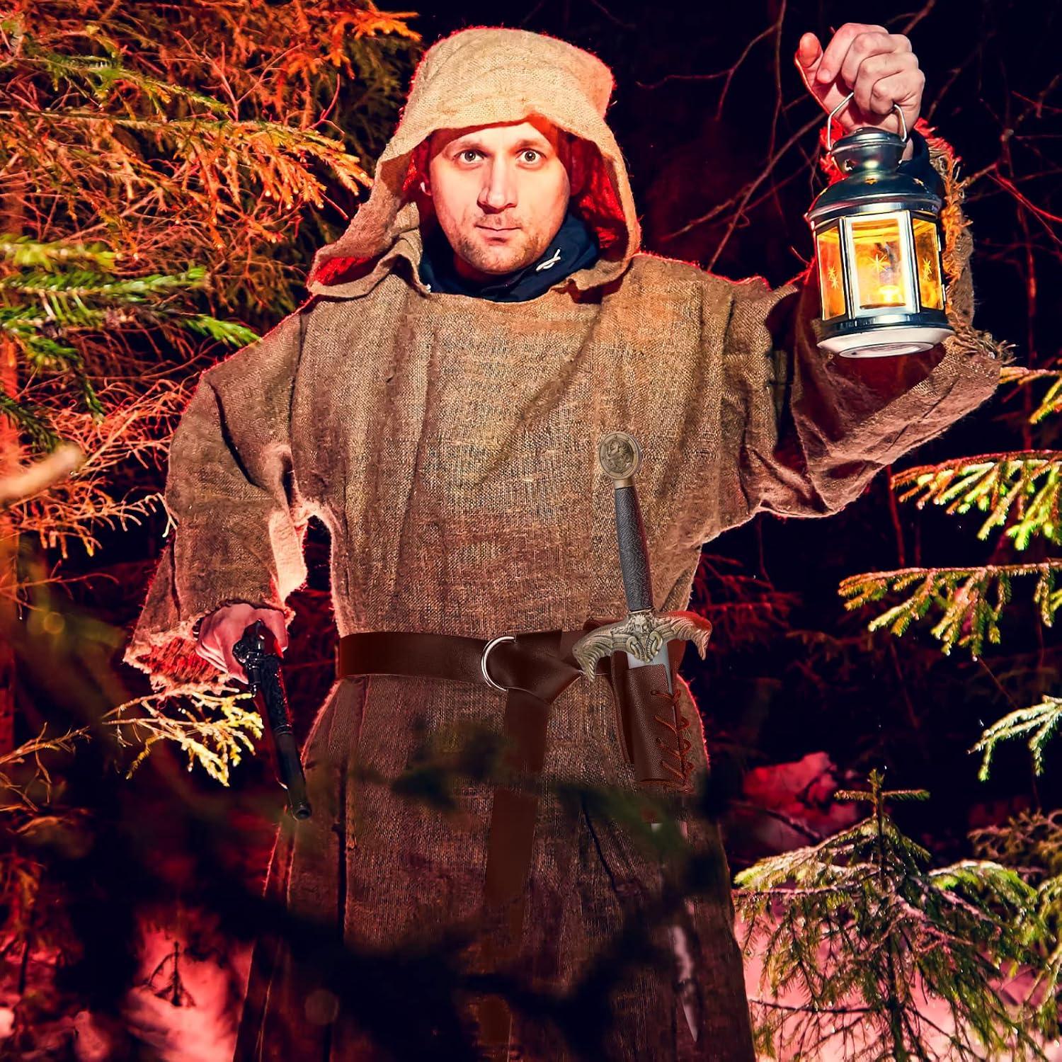 Funda de espada y cinturón de cuero medieval para cosplay