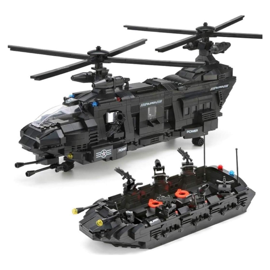 Set de Bloques de Construcción Ejército General Jims - Helicóptero SWAT y Bote
