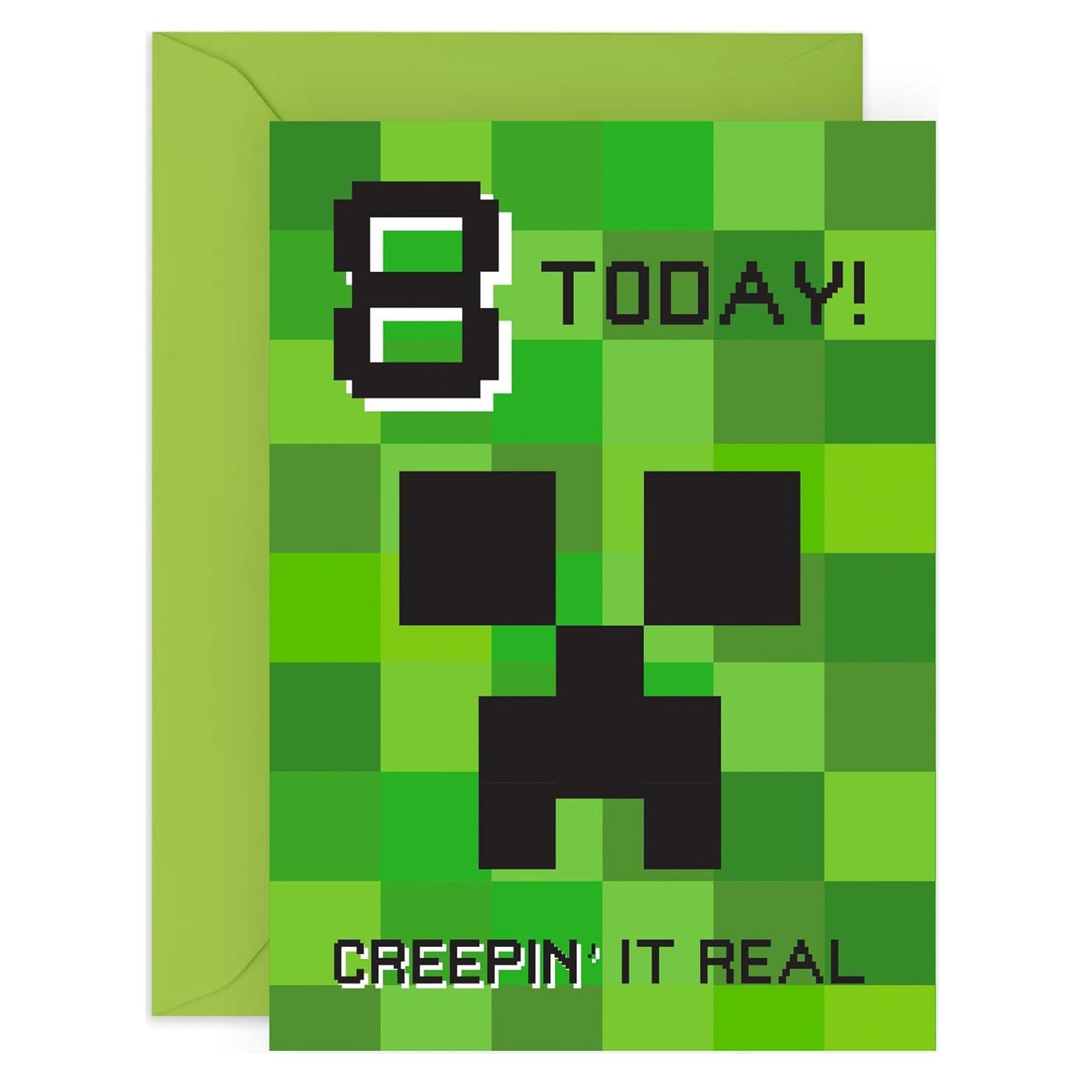 Tarjeta de Cumpleaños 8° Central 23 Minecraft con Stickers
