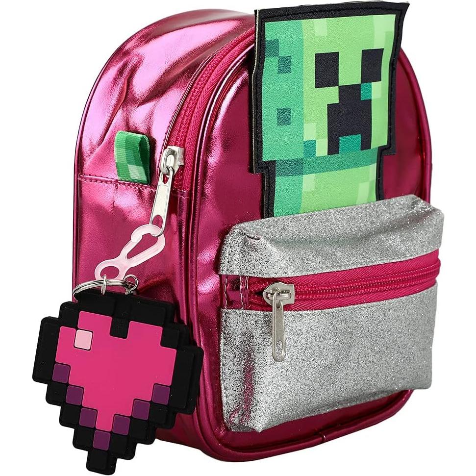 Mochila Mini Convertible Crossbody Creeper Minecraft 20.3x14x33cm