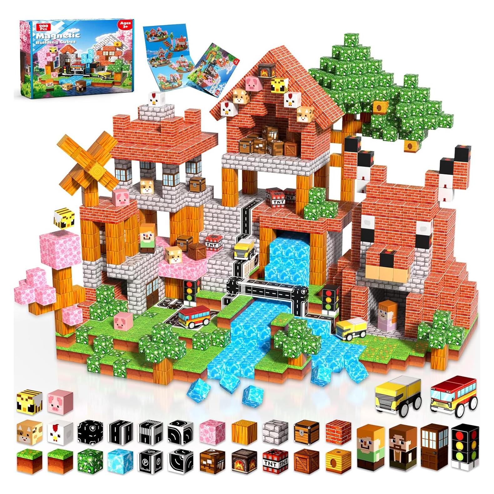 200 Bloques Magnéticos de Construcción Magnetopia - Juguetes para Niños 3-12 Años