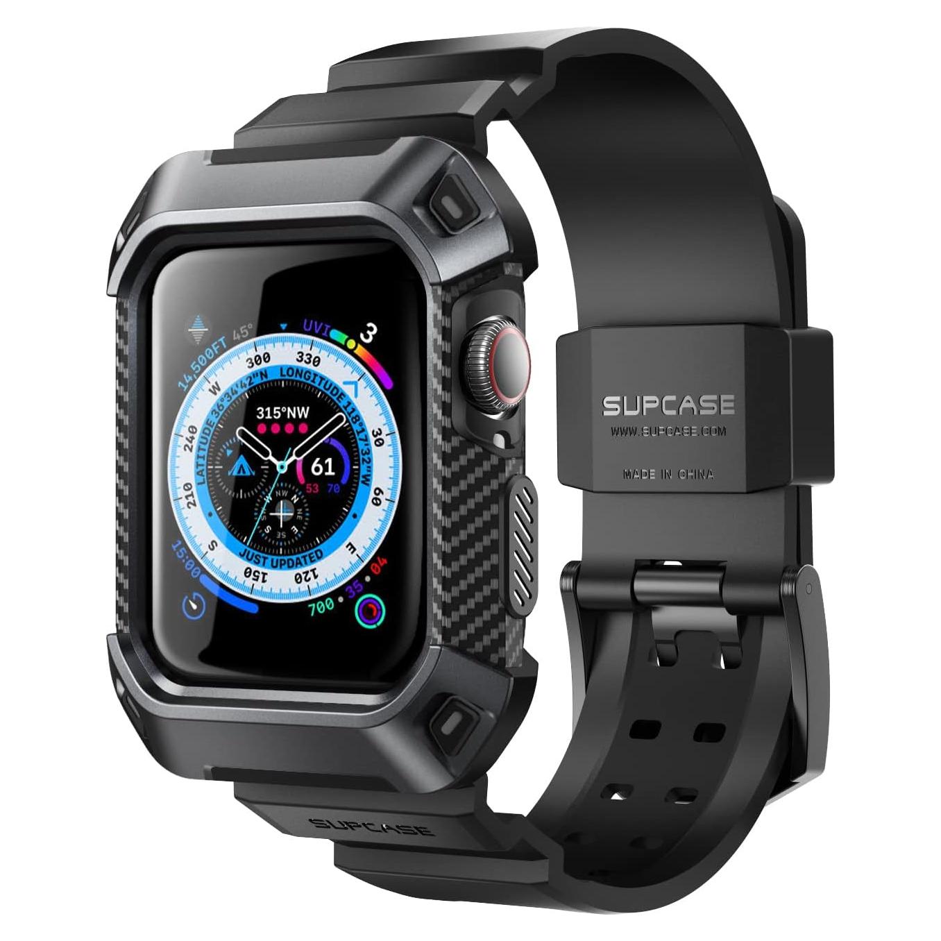 Funda SUPCASE para Apple Watch 9/8/7/6/SE/5/4 45mm Negro