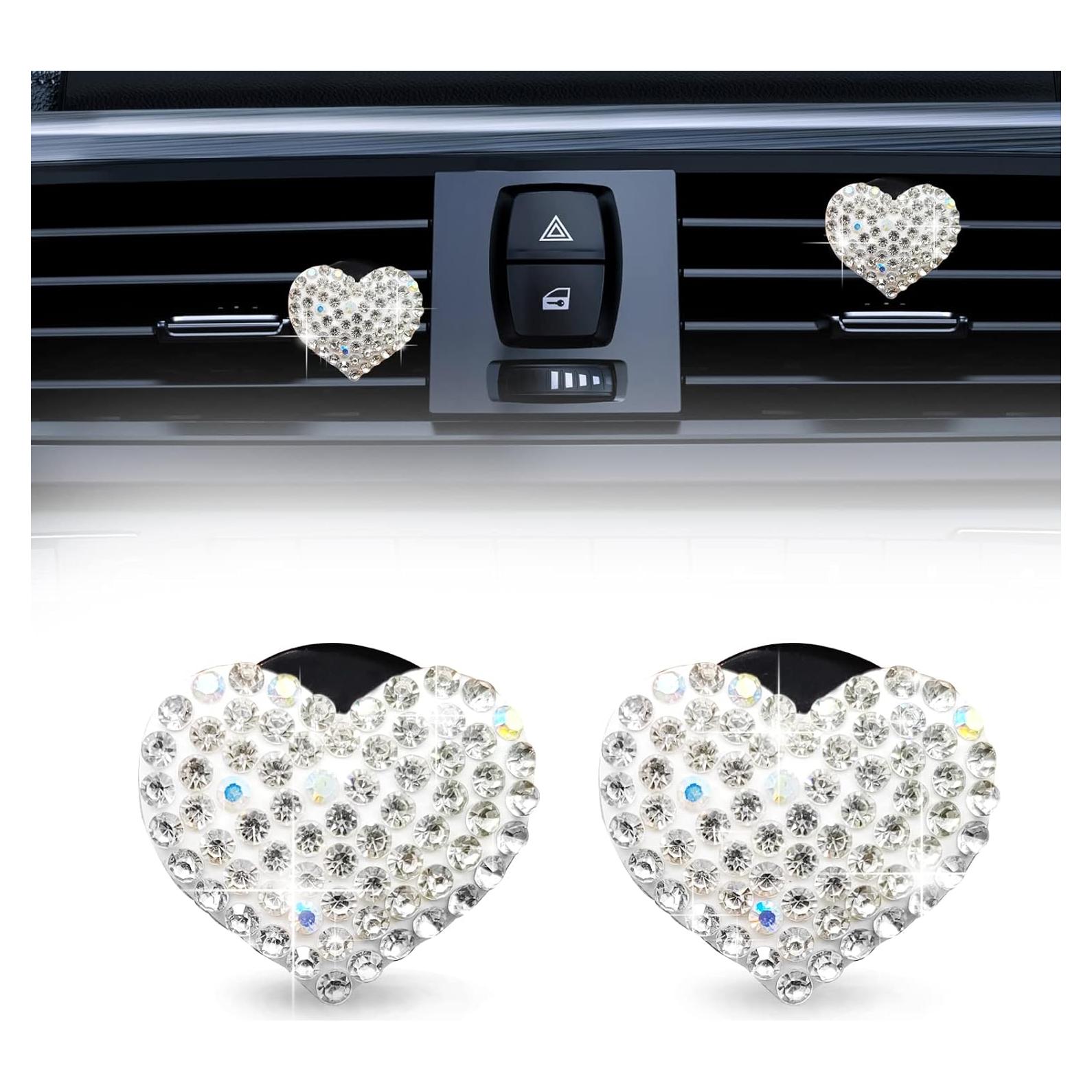 2 Clips de Ventilación para Auto RBOKO Corazón Brillante Blanco