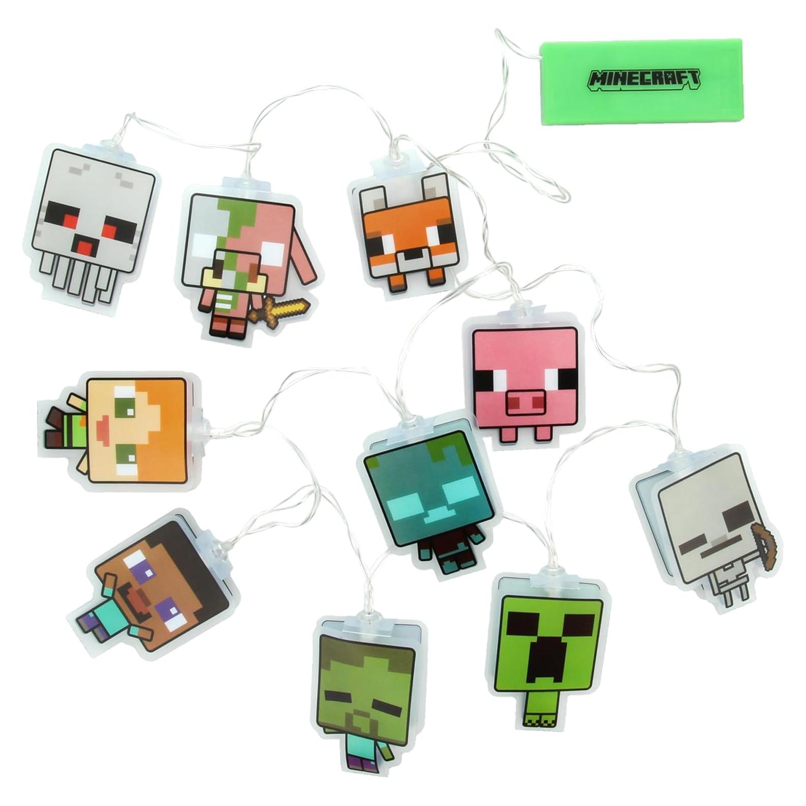 Luces de Cadena LED Minecraft Paladone 10 Personajes Multicolor