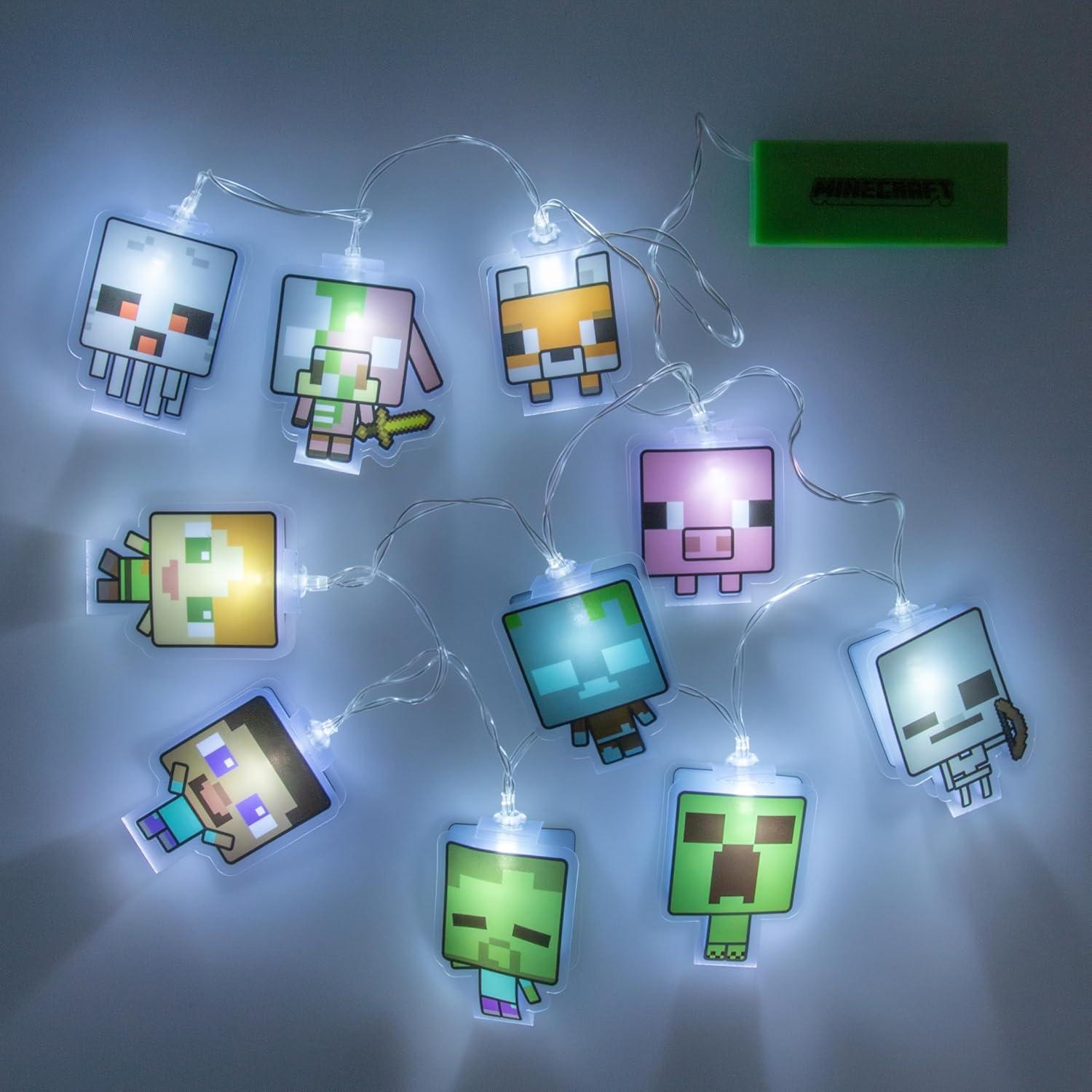 Luces de Cadena LED Minecraft Paladone 10 Personajes Multicolor