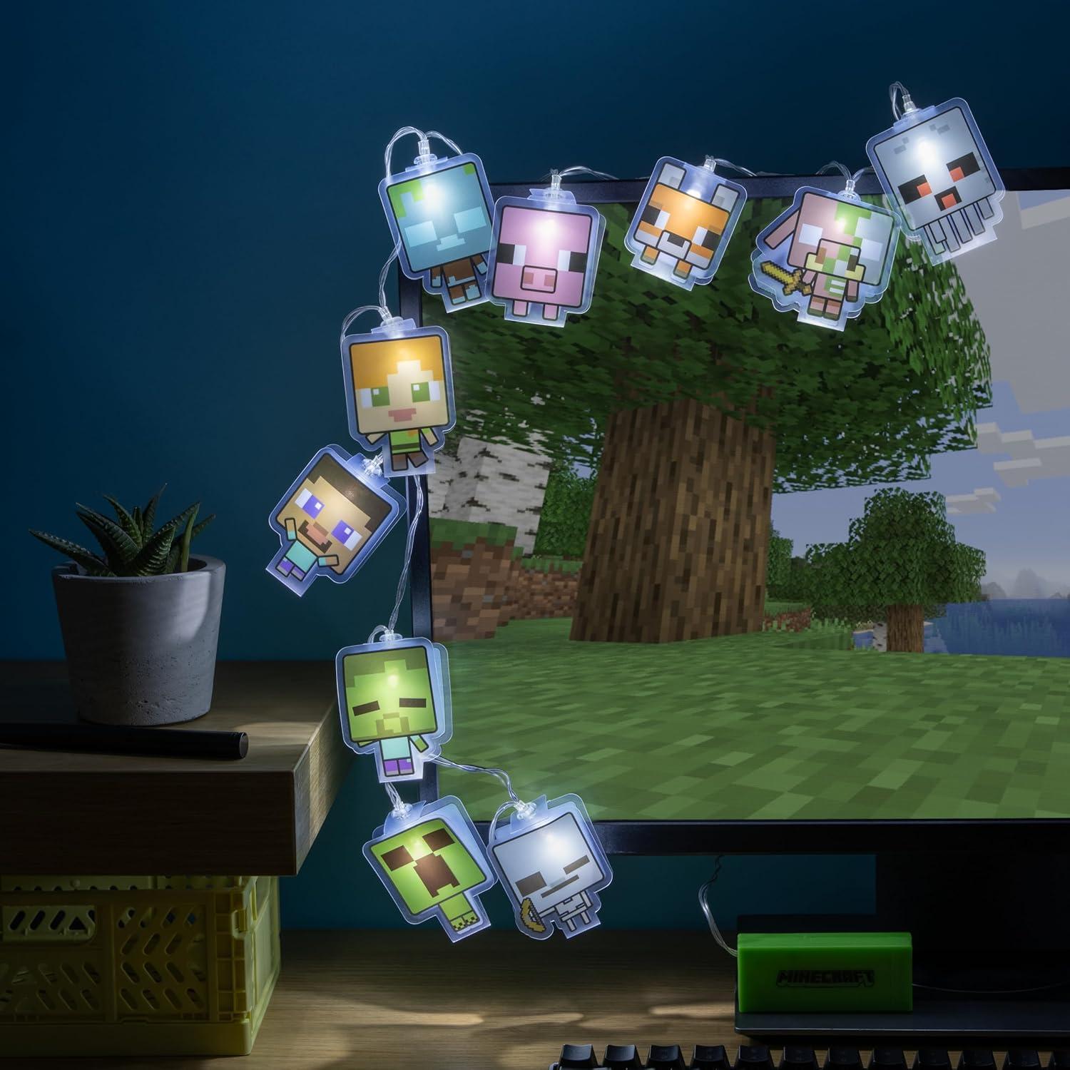 Luces de Cadena LED Minecraft Paladone 10 Personajes Multicolor