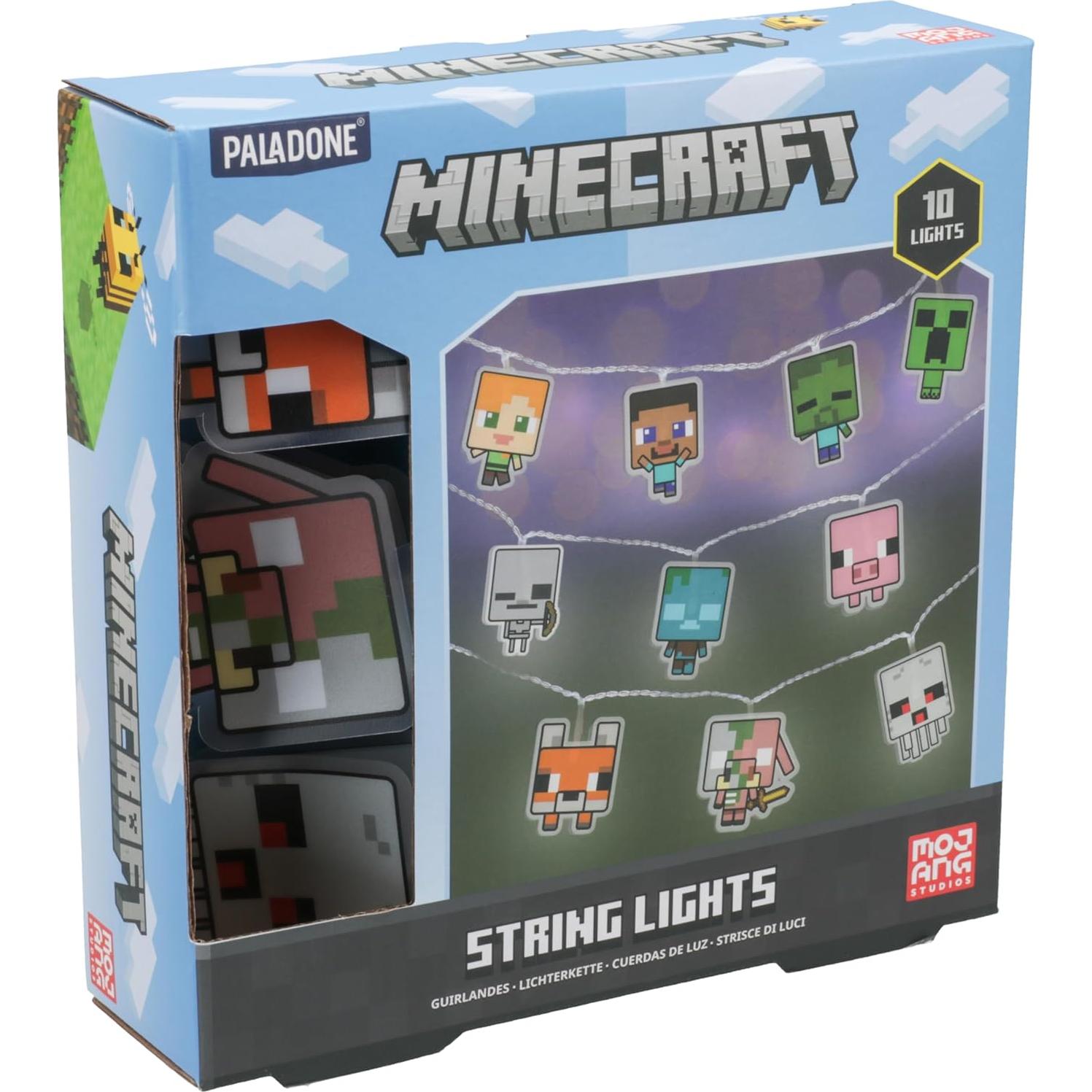 Luces de Cadena LED Minecraft Paladone 10 Personajes Multicolor