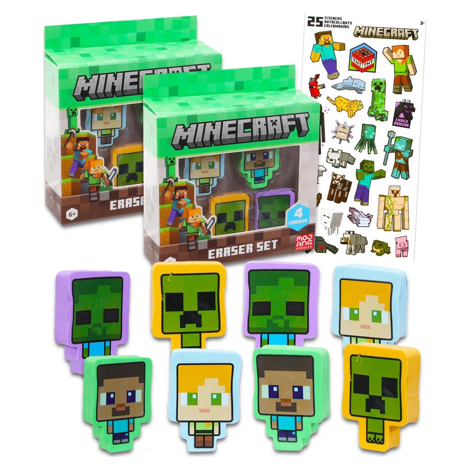 Conjunto de 8 Borradores Minecraft con Stickers - Fiesta Niños
