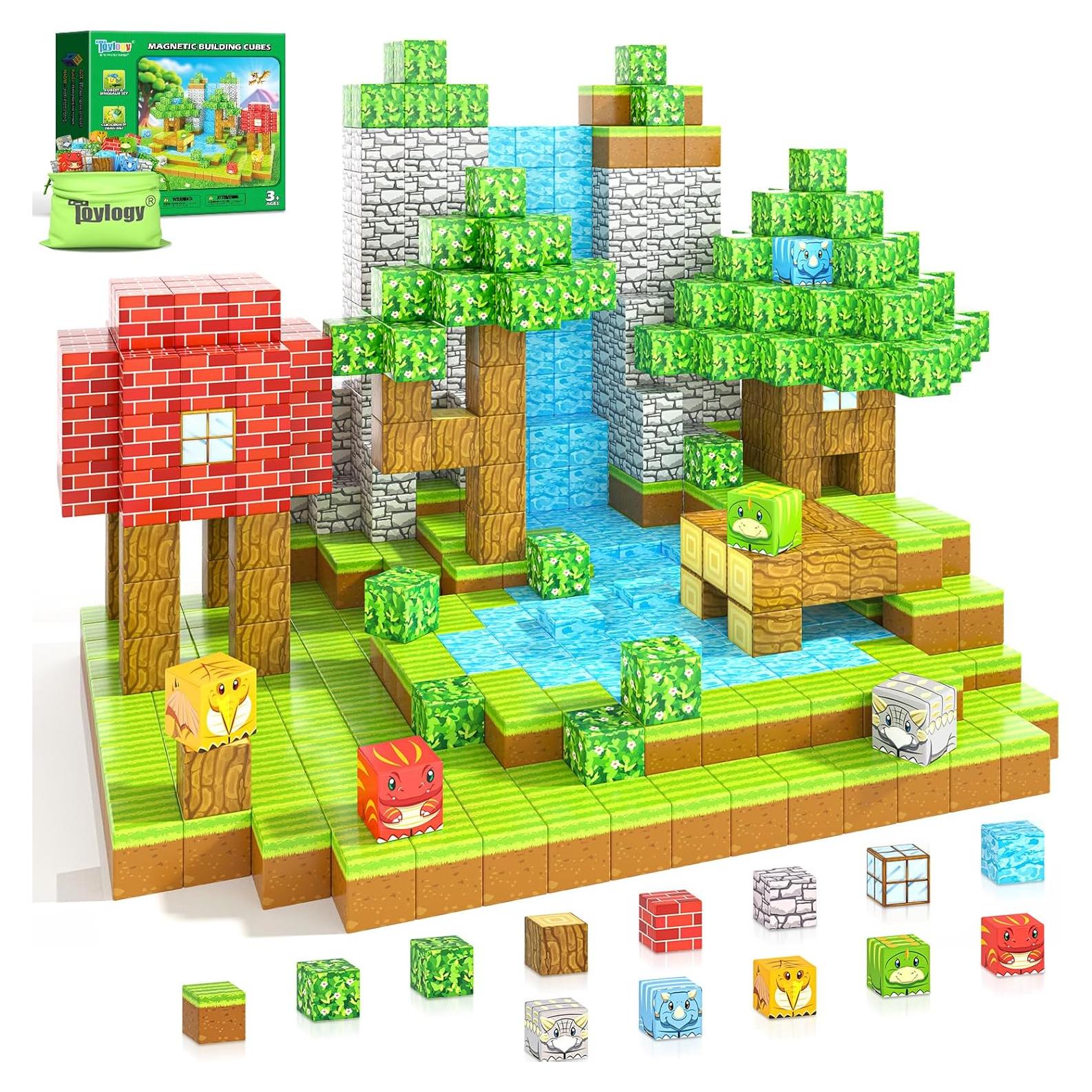 Bloques Magnéticos Toylogy 100 Pcs Dinosaurio del Bosque