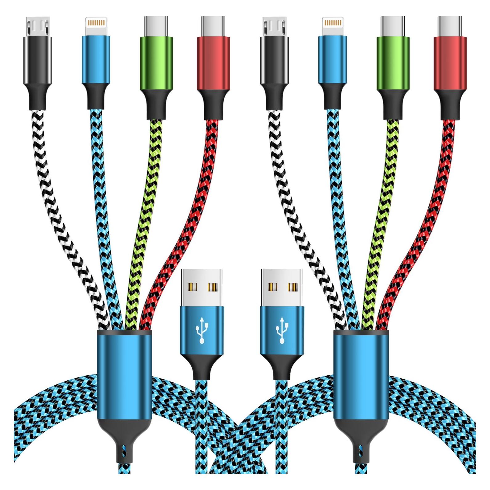Cable de Carga Múltiple 4 en 1 Jogrytece 5FT USB-C Lightning