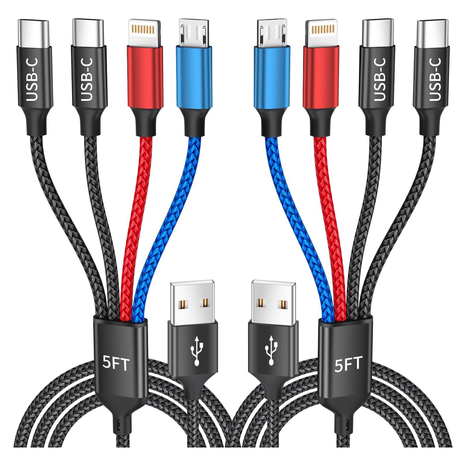 Cable de Carga 4 en 1 IDISON Multicolor 5FT para iPhone y Android