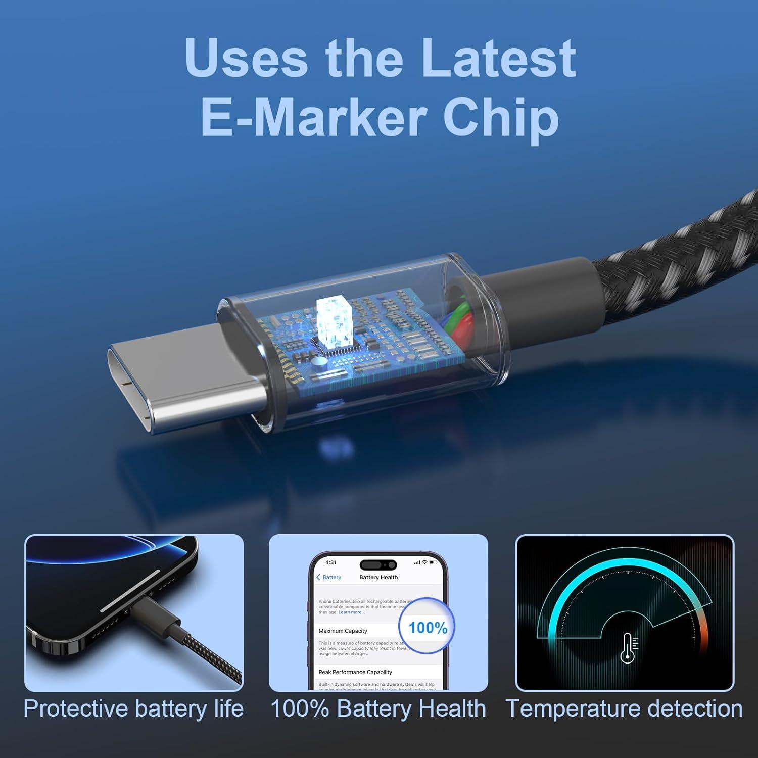 Cable USB C Plnhixt 1.83m 60W Carga Rápida 5Pack Nylon