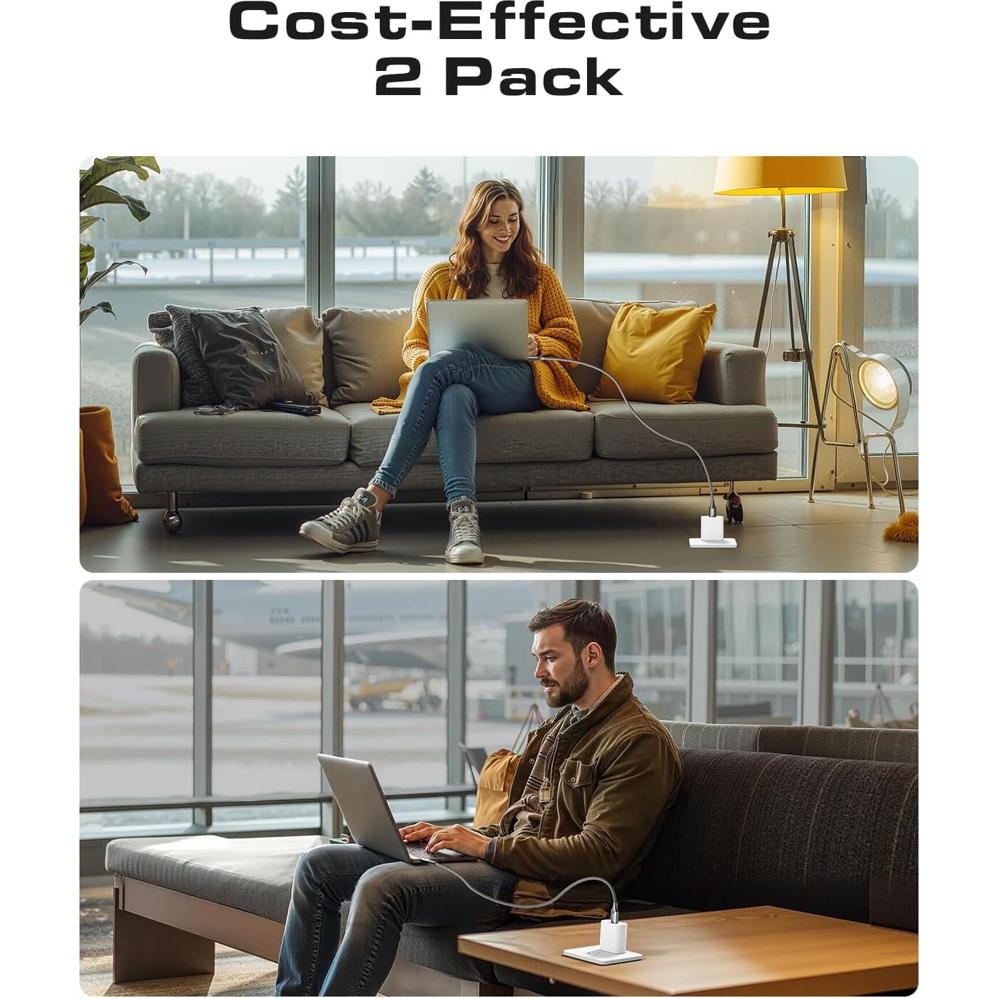 Cable USB-C a USB-C 100W CLEEFUN 1.22m 2-Pack Negro