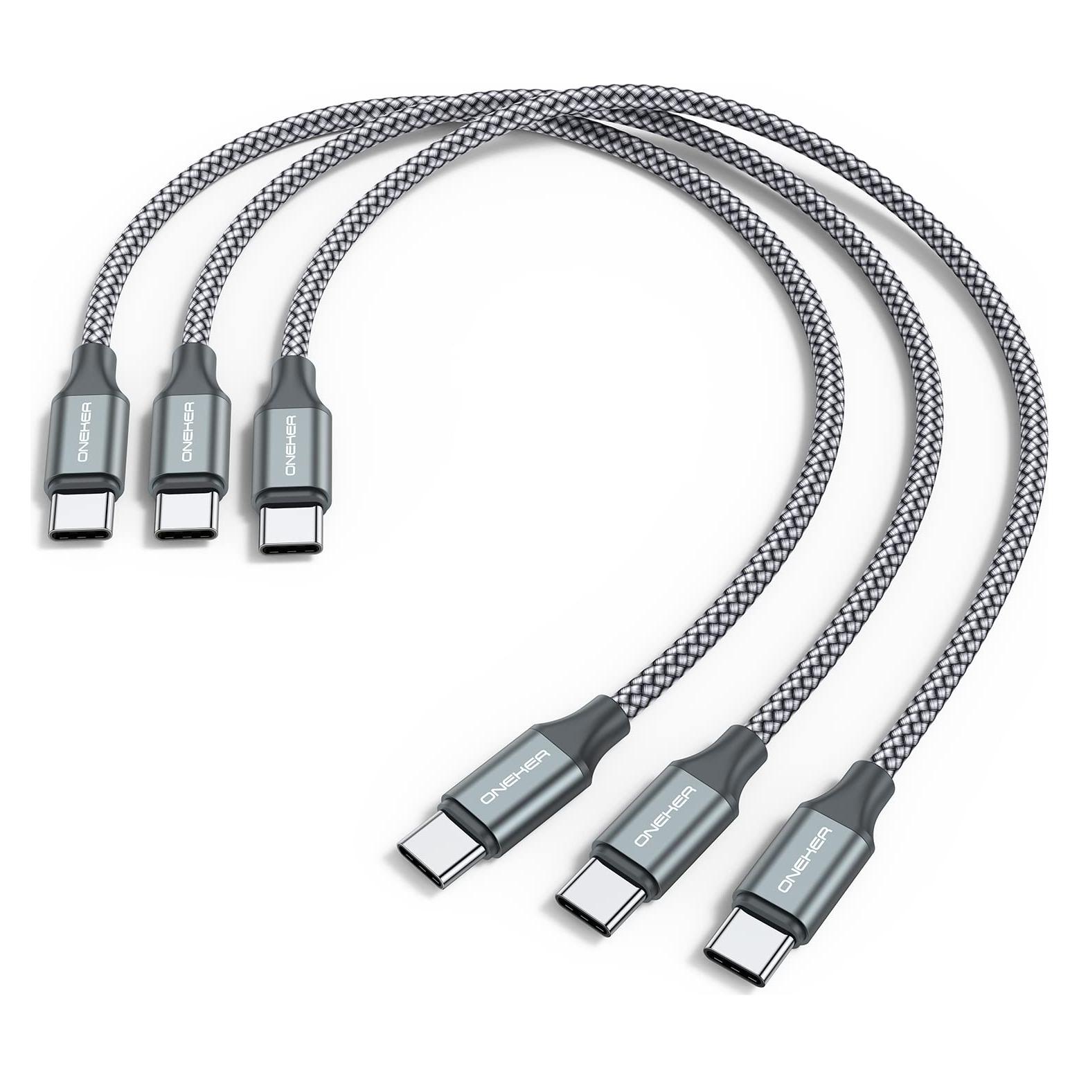 Cable USB C a C 3 Paquete 30.48 cm OneKer Carga Rápida