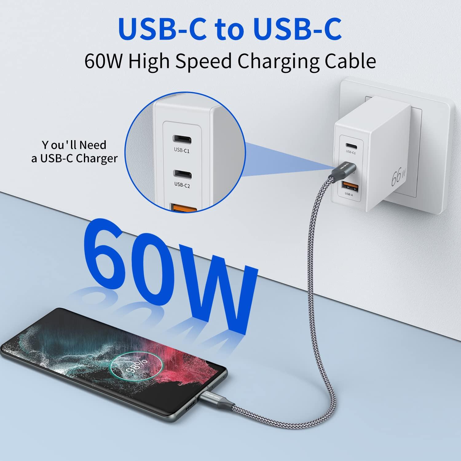 Cable USB C a C 3 Paquete 30.48 cm OneKer Carga Rápida