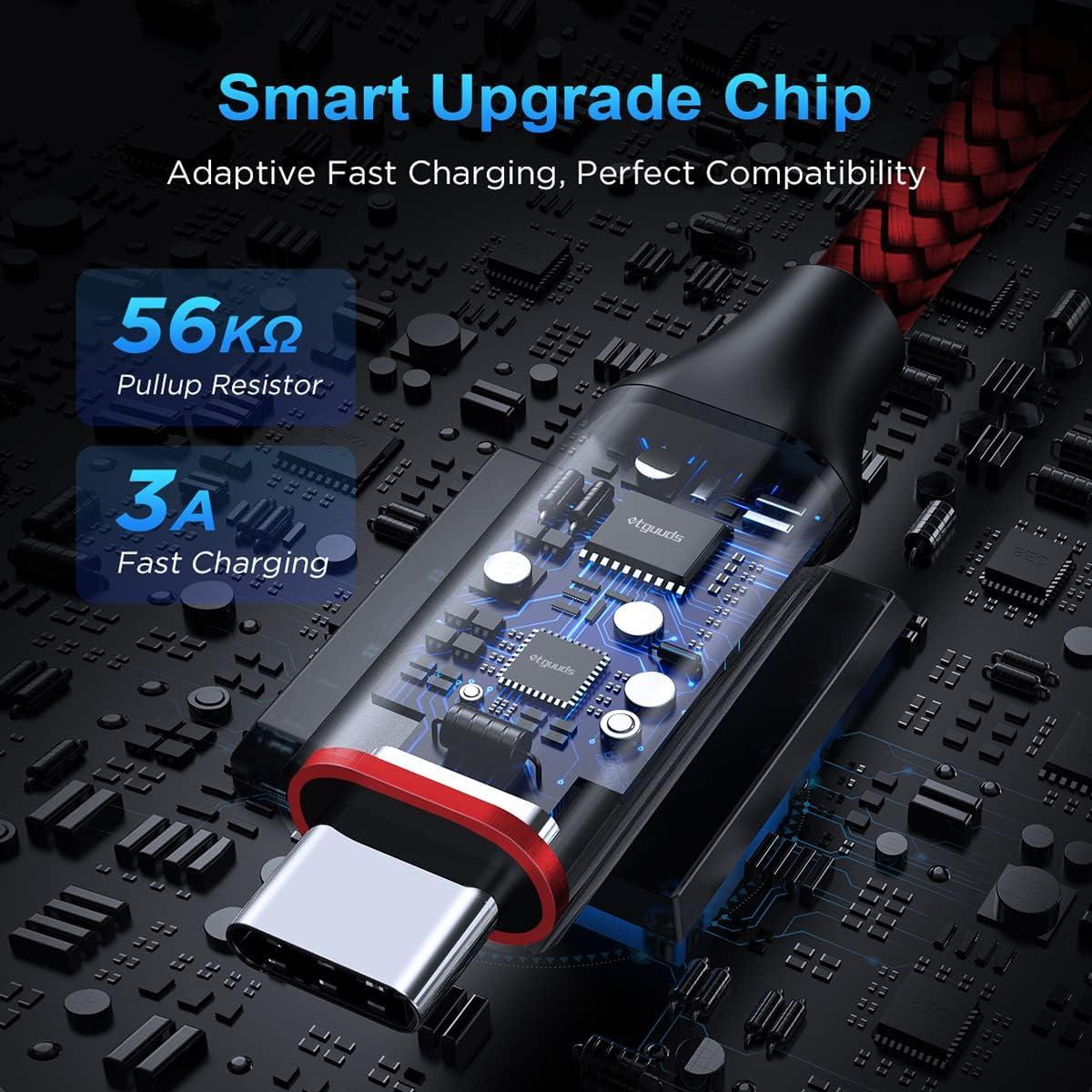 etguuds USB C Cable 2ft, 5-Pack USB to USB C Charger Cable, Fast Charging Cord Type C for iPhone 17 16 15 Pro Max Plus 17 Air 16e, Samsung Galaxy S25 S24 S23 S22 S21 S20 A17 A16 A15 A26 A36 A56 A55