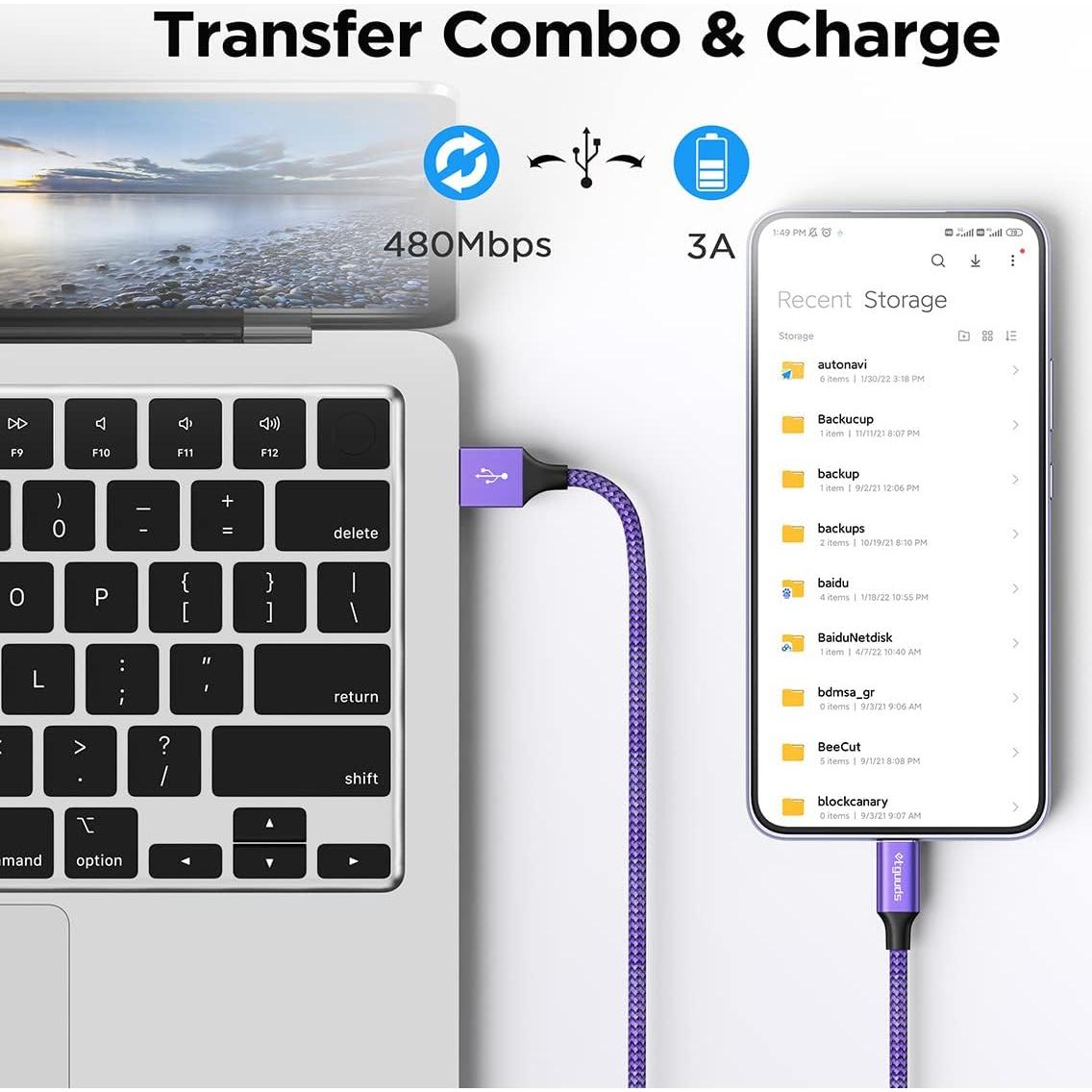 etguuds USB C Cable 2ft, 5-Pack USB to USB C Charger Cable, Fast Charging Cord Type C for iPhone 17 16 15 Pro Max Plus 17 Air 16e, Samsung Galaxy S25 S24 S23 S22 S21 S20 A17 A16 A15 A26 A36 A56 A55