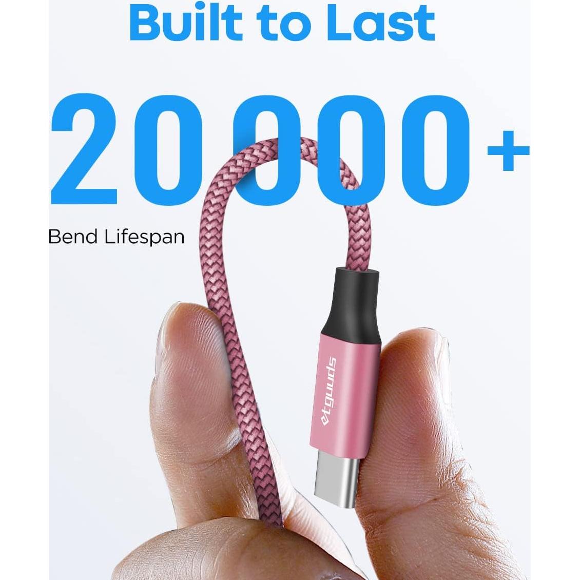 etguuds USB C Cable 2ft, 5-Pack USB to USB C Charger Cable, Fast Charging Cord Type C for iPhone 17 16 15 Pro Max Plus 17 Air 16e, Samsung Galaxy S25 S24 S23 S22 S21 S20 A17 A16 A15 A26 A36 A56 A55