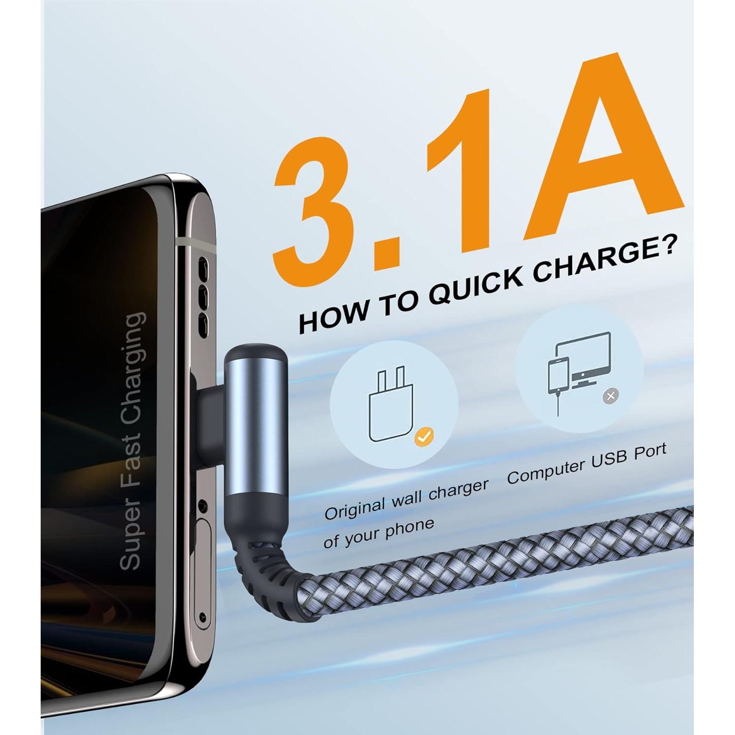 Cable de Carga Rápida USB Tipo C Sweguard 2-Pack 2m Gris