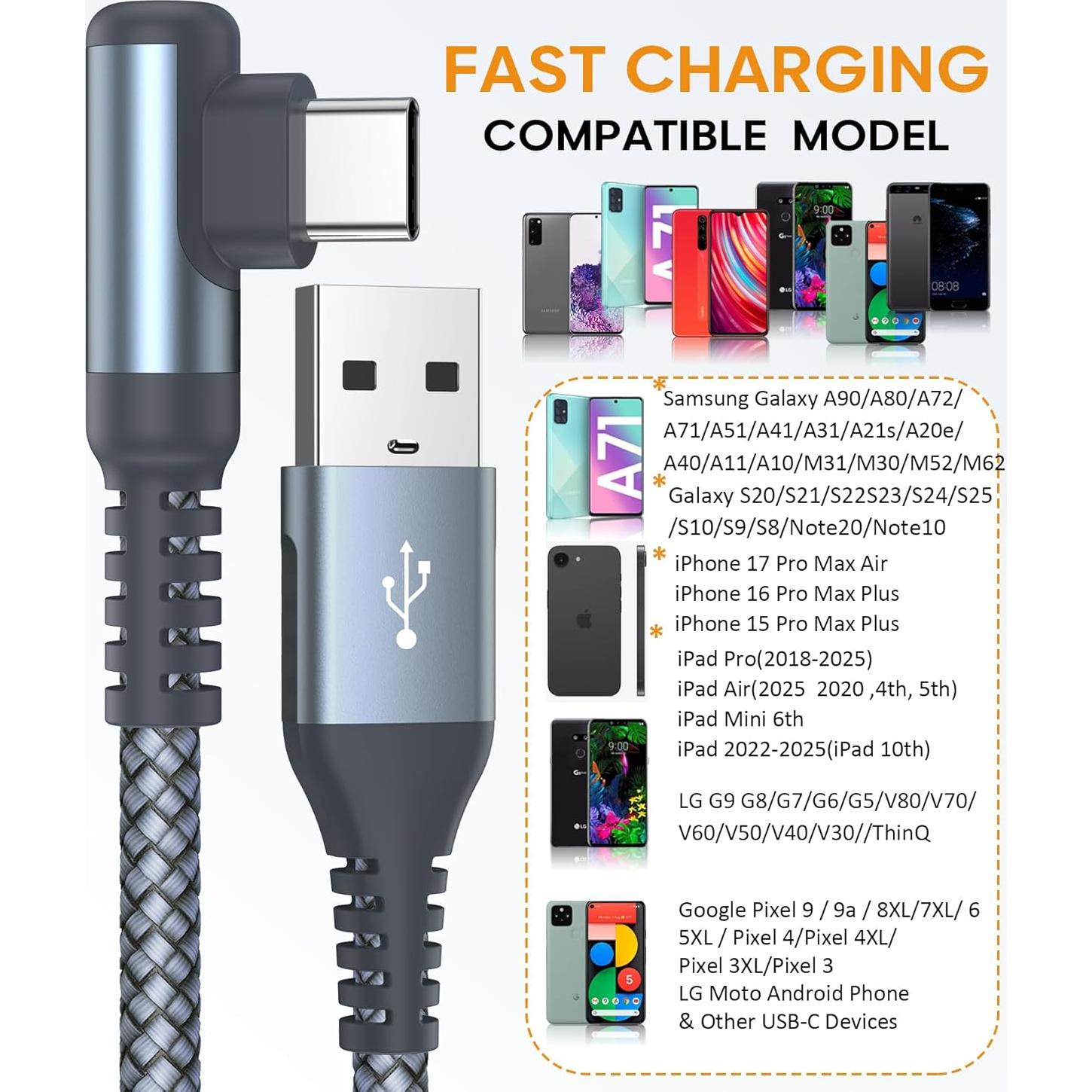 Cable de Carga Rápida USB Tipo C Sweguard 2-Pack 2m Gris