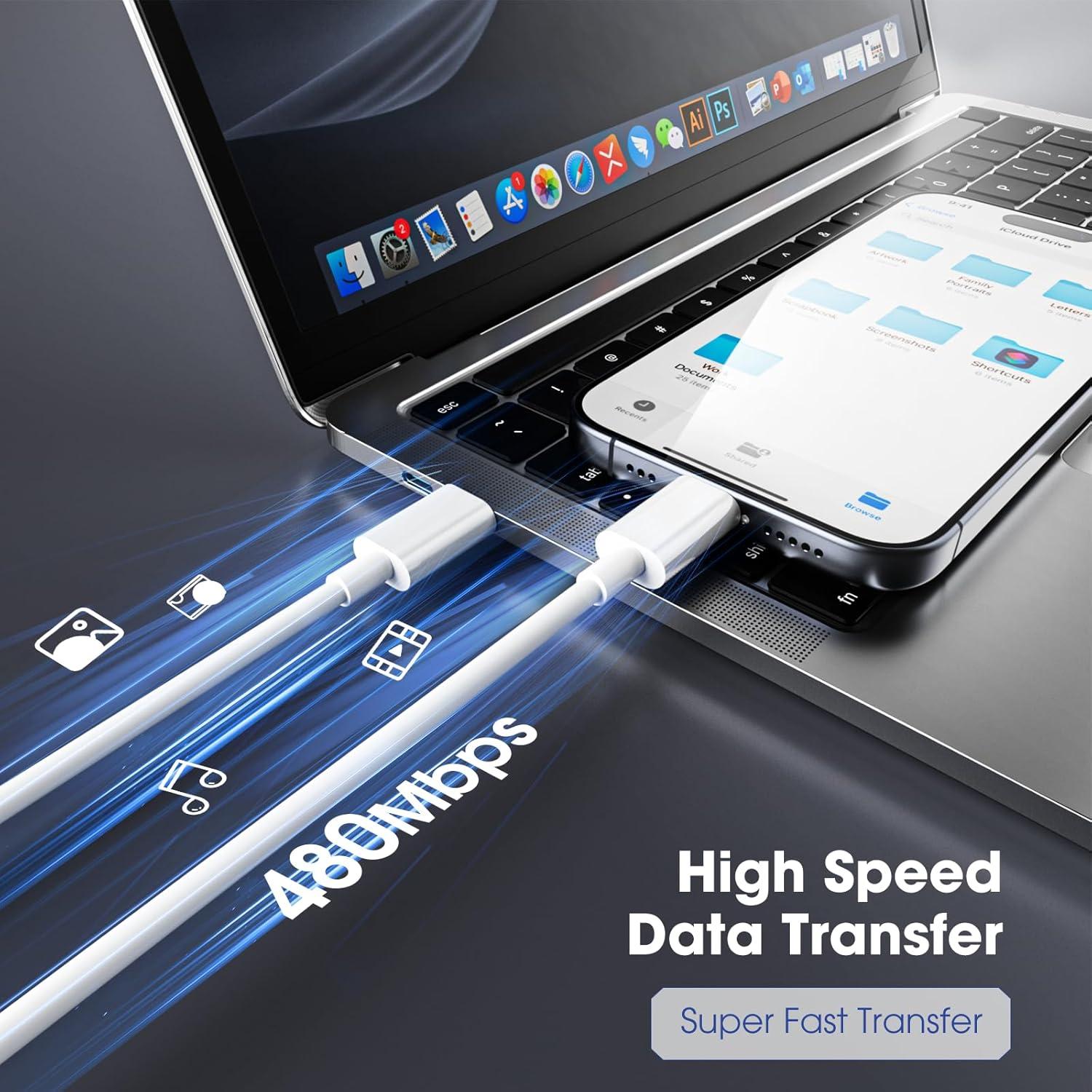 Paquete de 5 Cables USB C Oxivane 60W Carga Rápida 0.91m y 1.83m