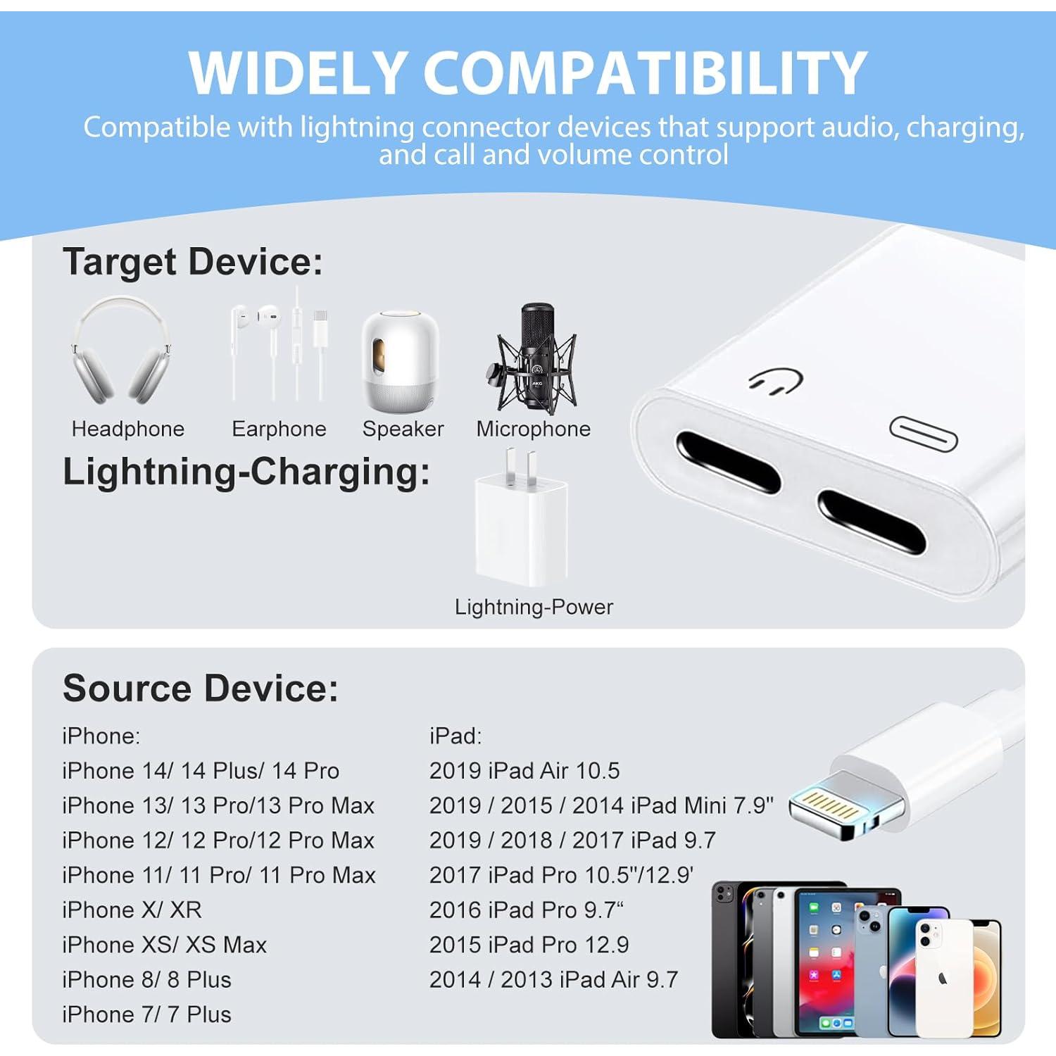 Adaptador Dual 2 en 1 Kinhaly Lightning para iPhone - Audio y Carga