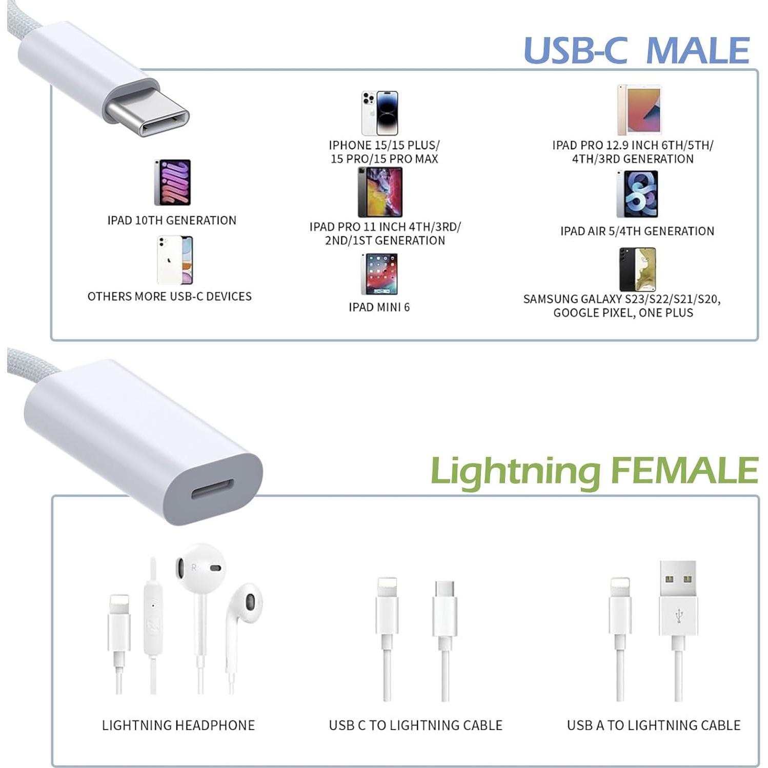 Adaptador USB-C a Lightning Fidioto - Carga y Audio 20W