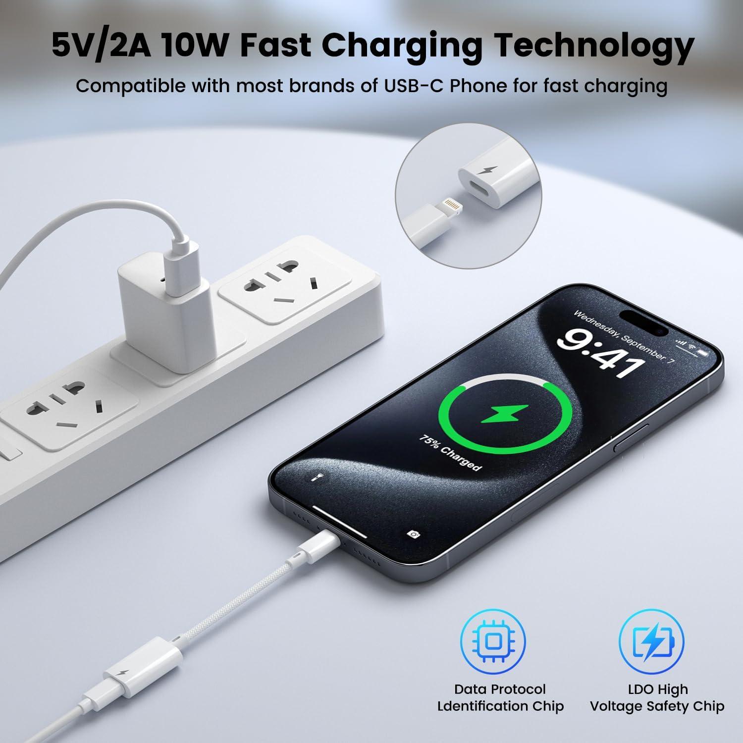 Adaptador USB C a Lightning Mxcudu 2 Pack Carga Rápida 10W