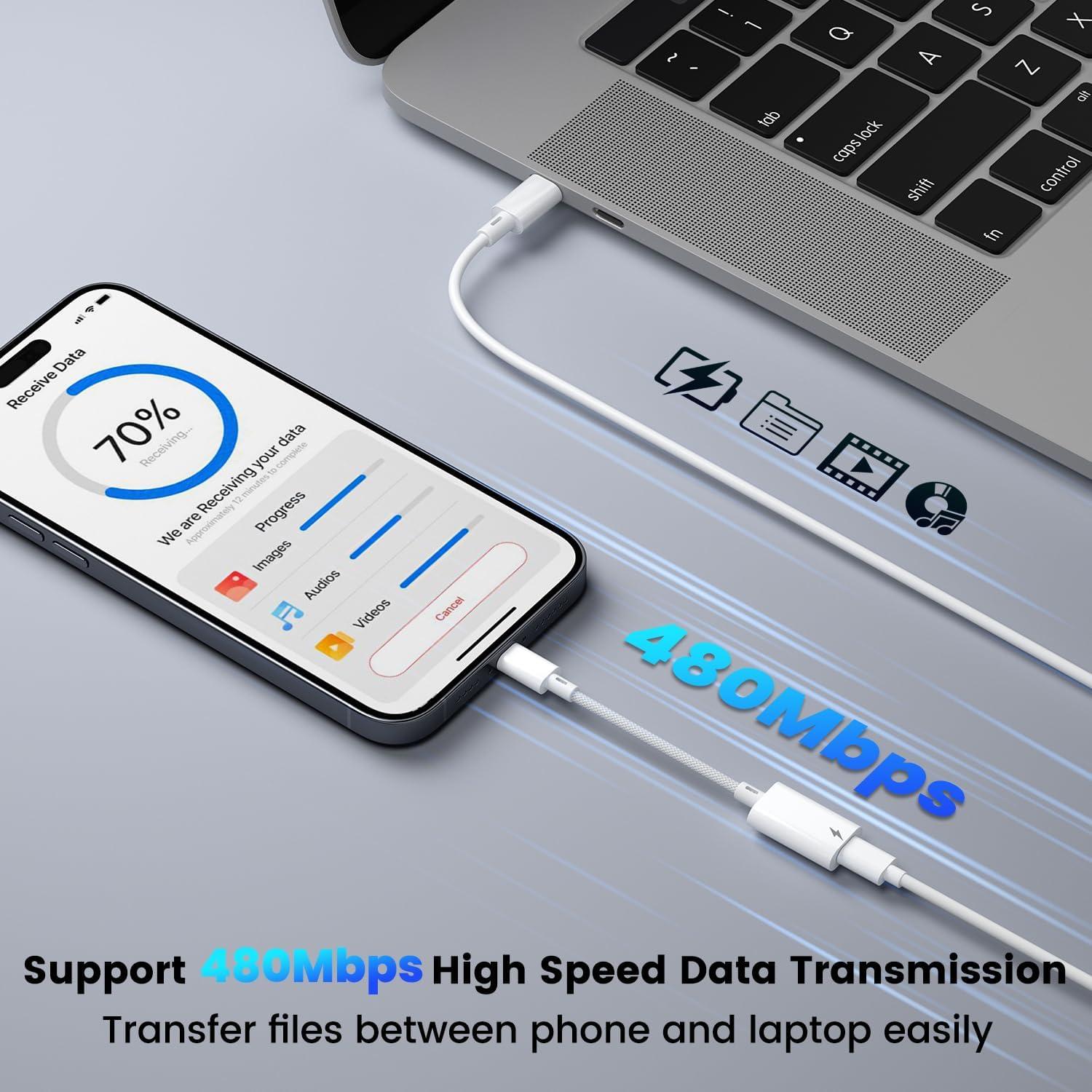 Adaptador USB C a Lightning Mxcudu 2 Pack Carga Rápida 10W