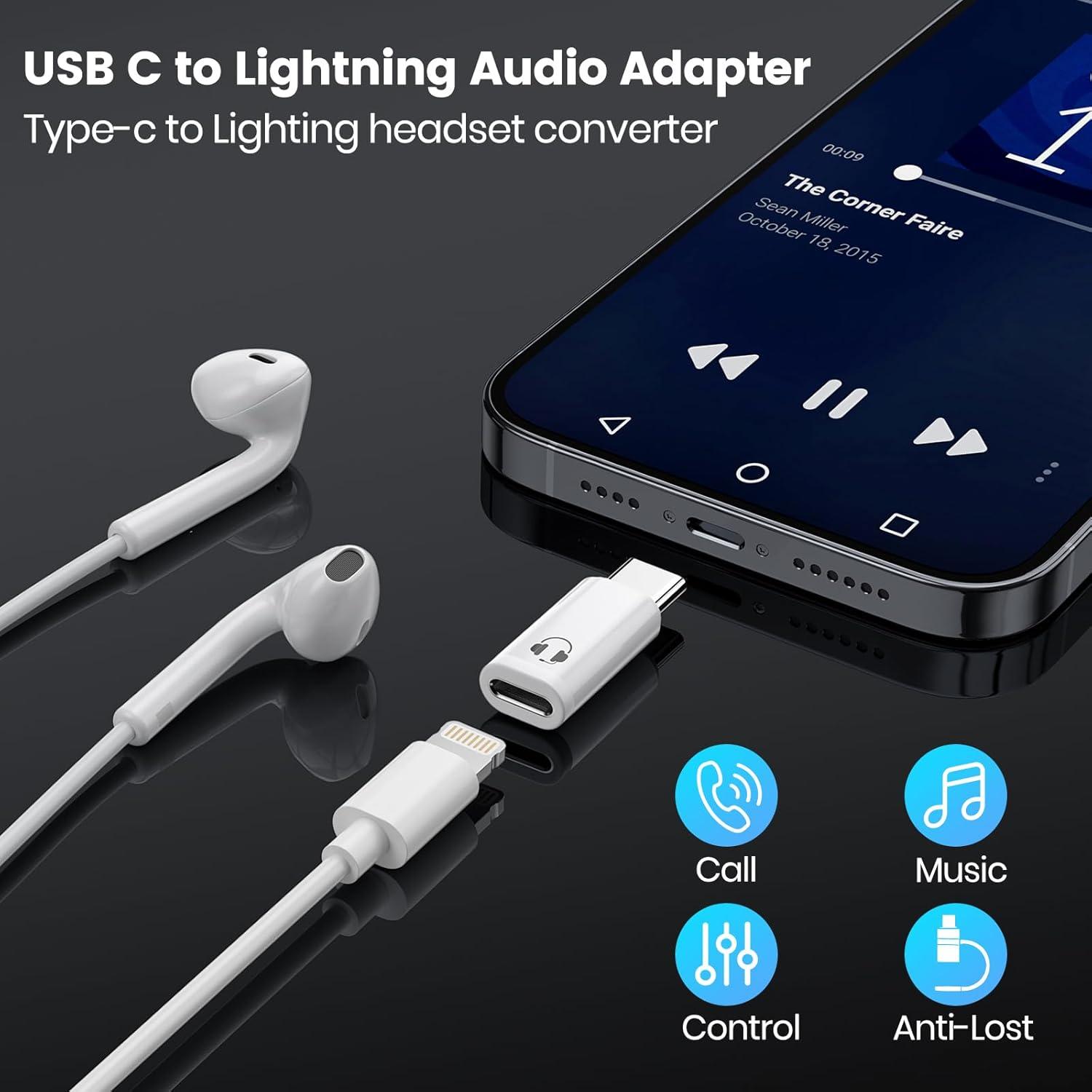 Adaptador de Audio USB-C a Lightning Vcddom 3 Pack - Carga Rápida y Sincronización