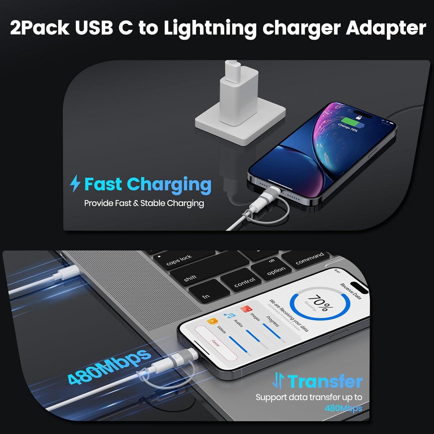 Adaptador de Audio USB-C a Lightning Vcddom 3 Pack - Carga Rápida y Sincronización