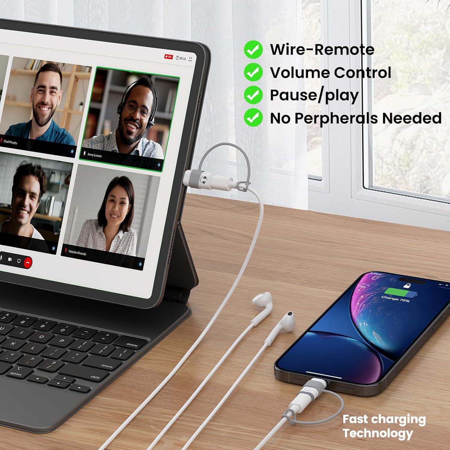 Adaptador de Audio USB-C a Lightning Vcddom 3 Pack - Carga Rápida y Sincronización