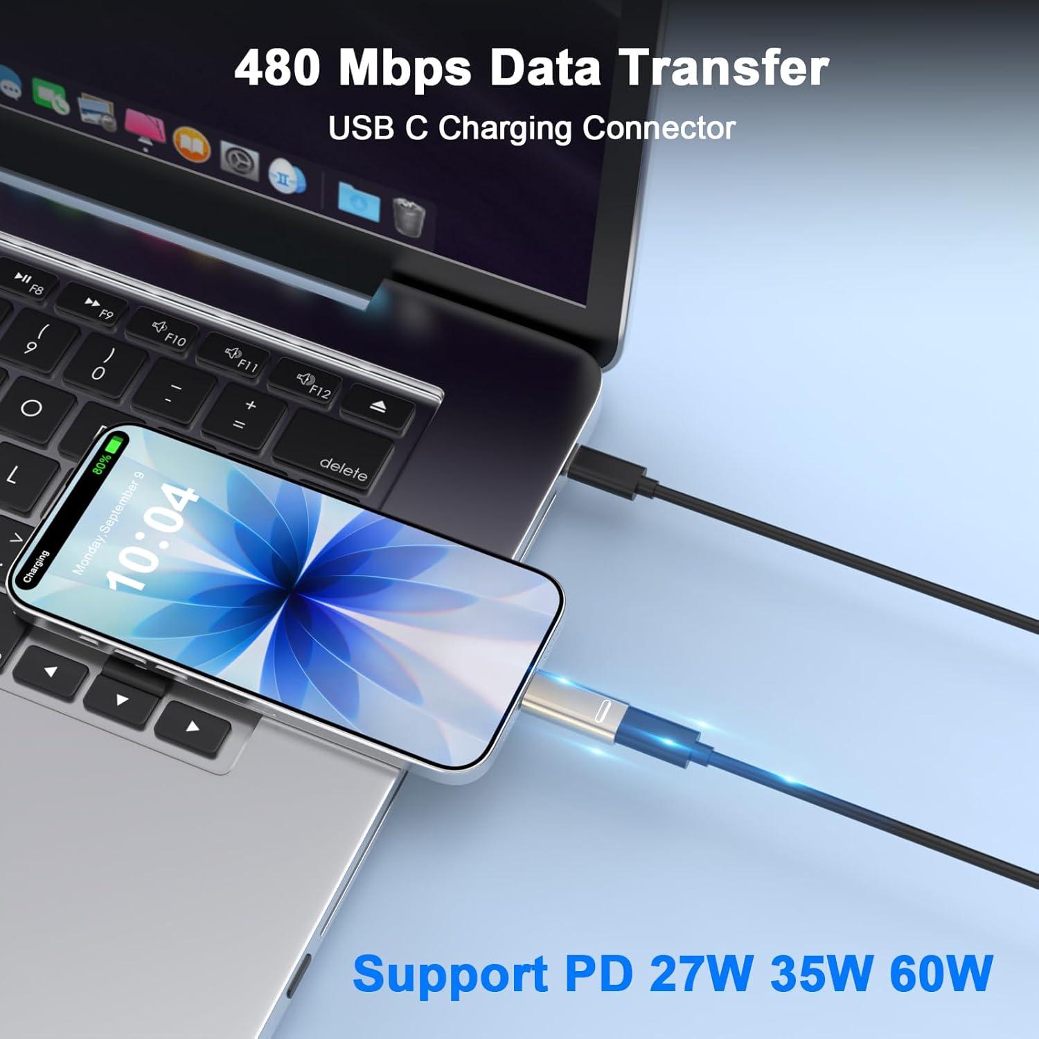 Adaptador USB C a Lightning 2 Paquete - Carga Rápida Compatible iPhone