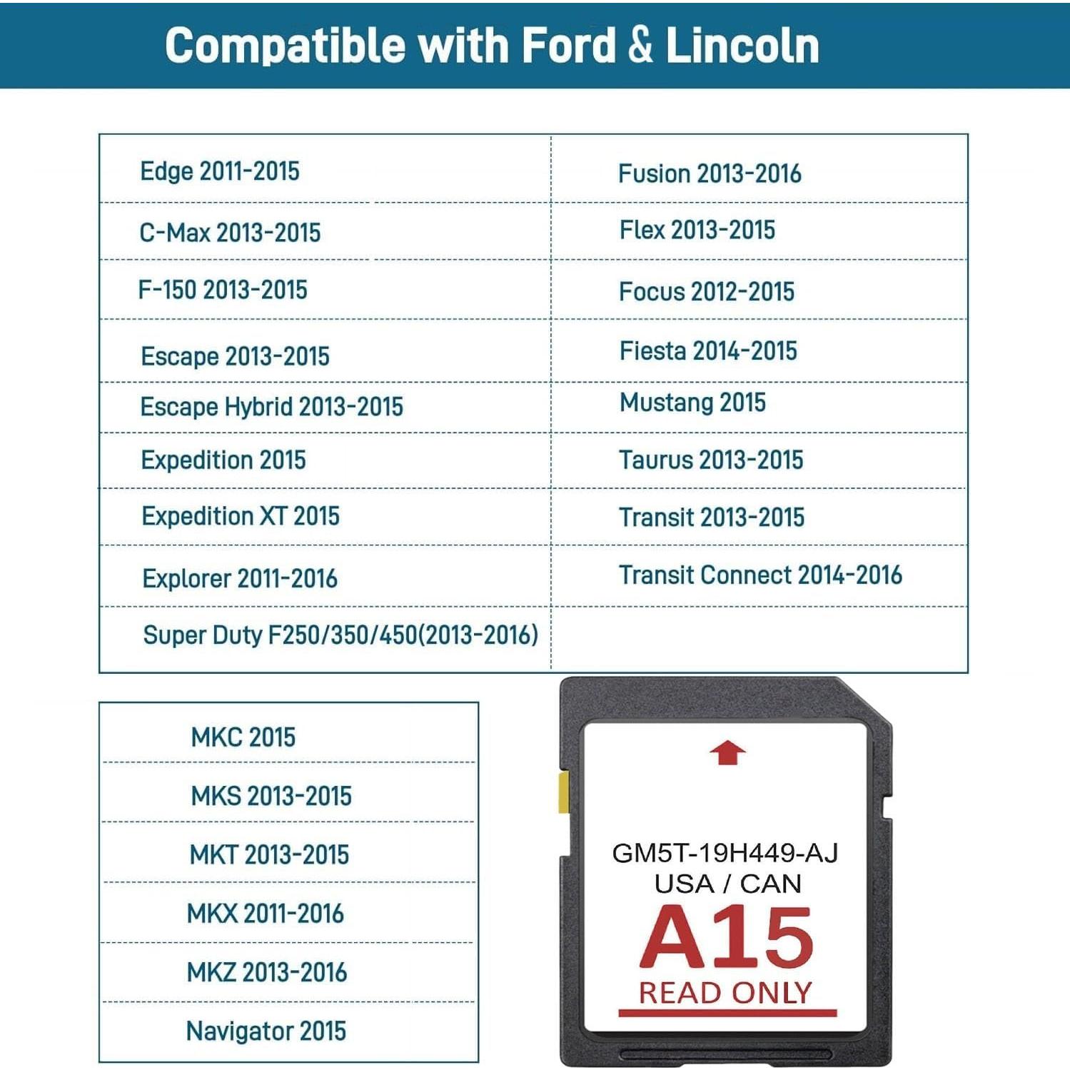 Tarjeta de Memoria Navegación A15 Ford Lincoln Sync Mapas