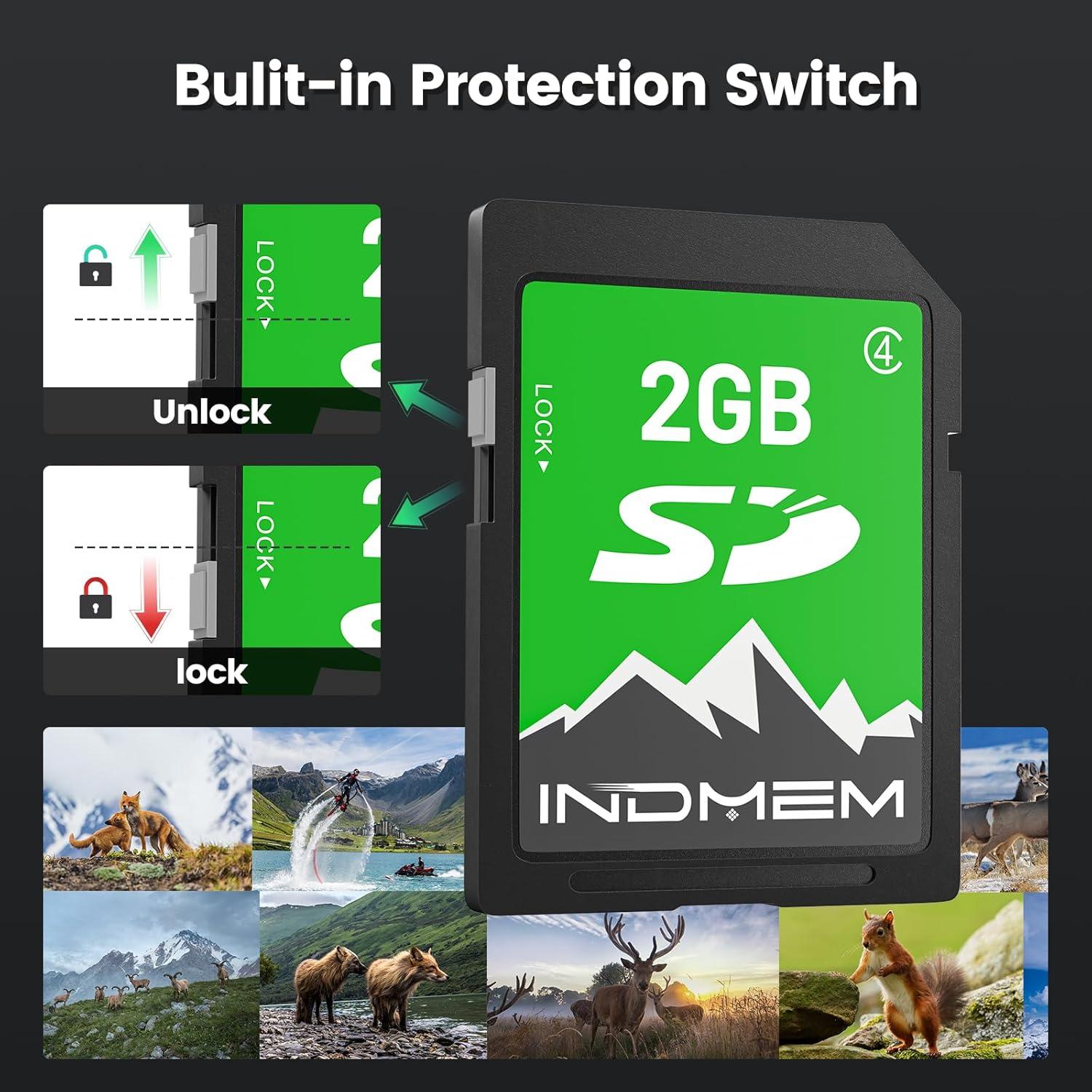 Tarjeta SD 2GB INDMEM Clase 4 para Cámara Digital