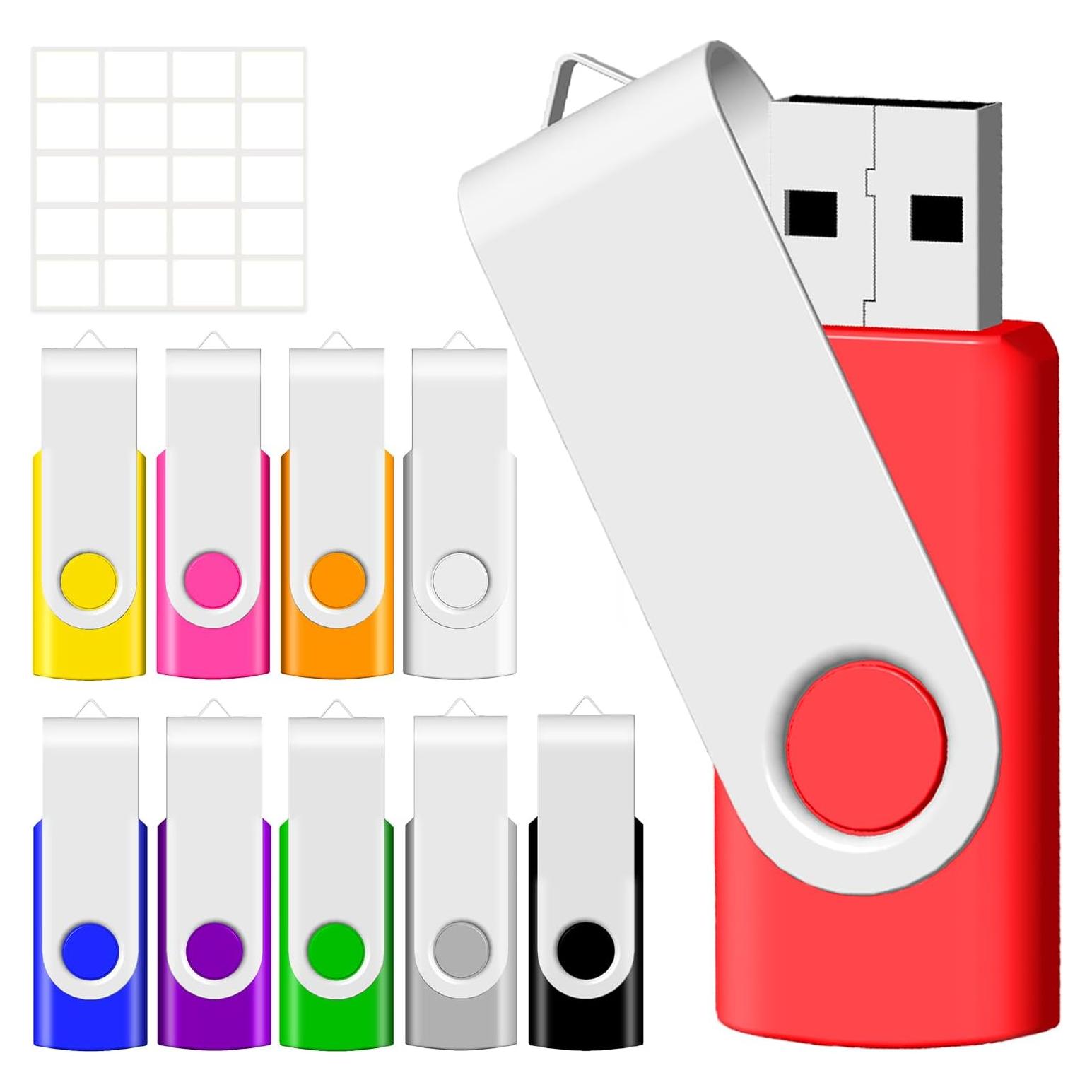 Unidad Flash USB 4GB JBOS Giratorio - Paquete de 10 Colores Mixtos