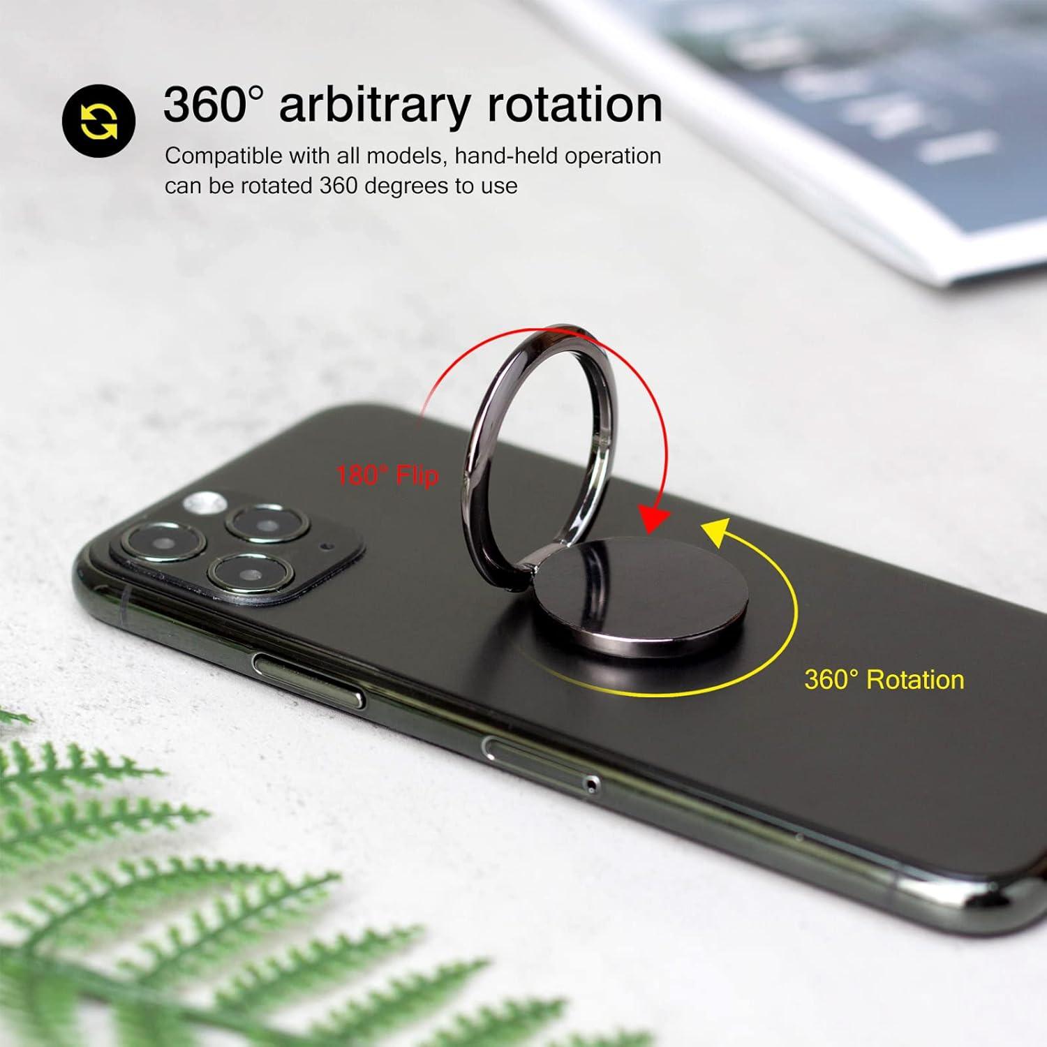 Soporte de Anillo para Teléfono Wansurs Negro 360° Ajustable